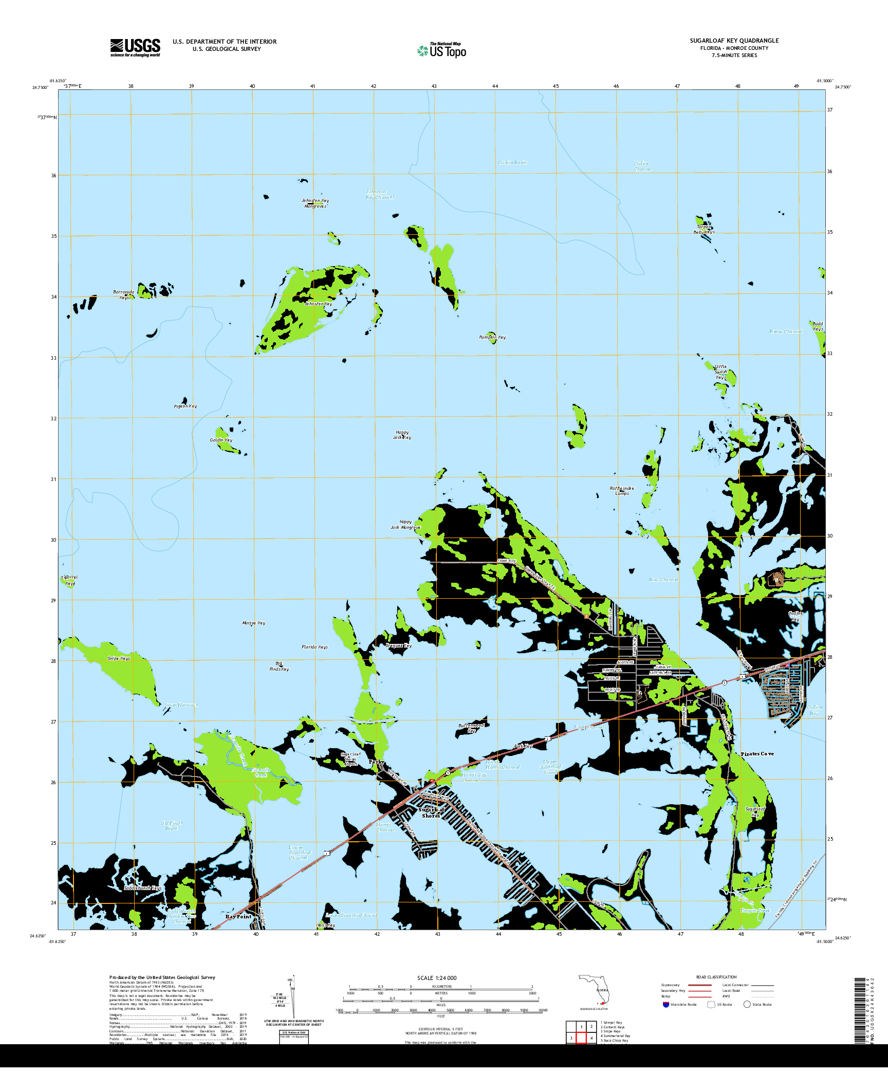 USGS US TOPO 7.5-MINUTE MAP FOR SUGARLOAF KEY, FL 2021
