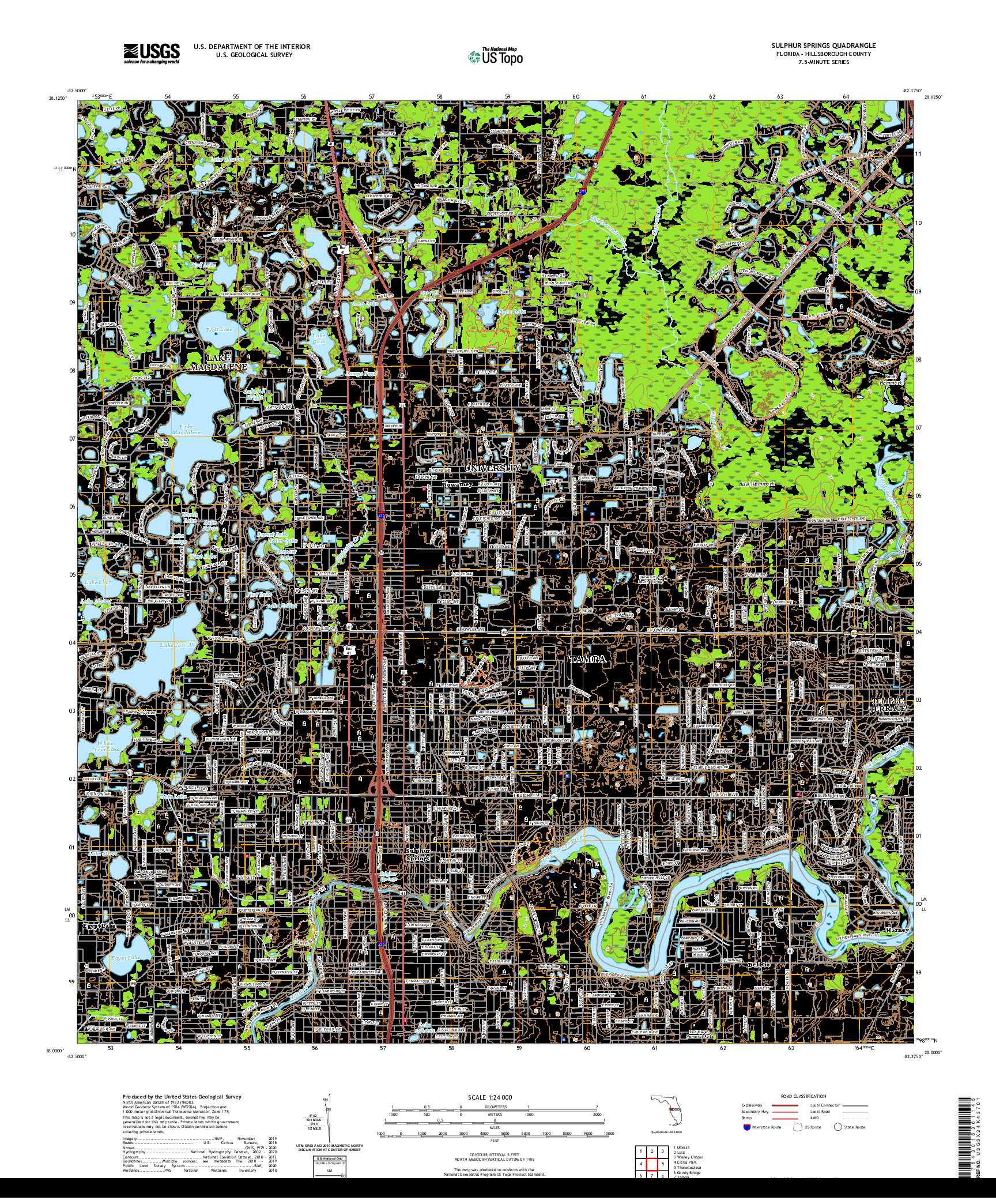 USGS US TOPO 7.5-MINUTE MAP FOR SULPHUR SPRINGS, FL 2021