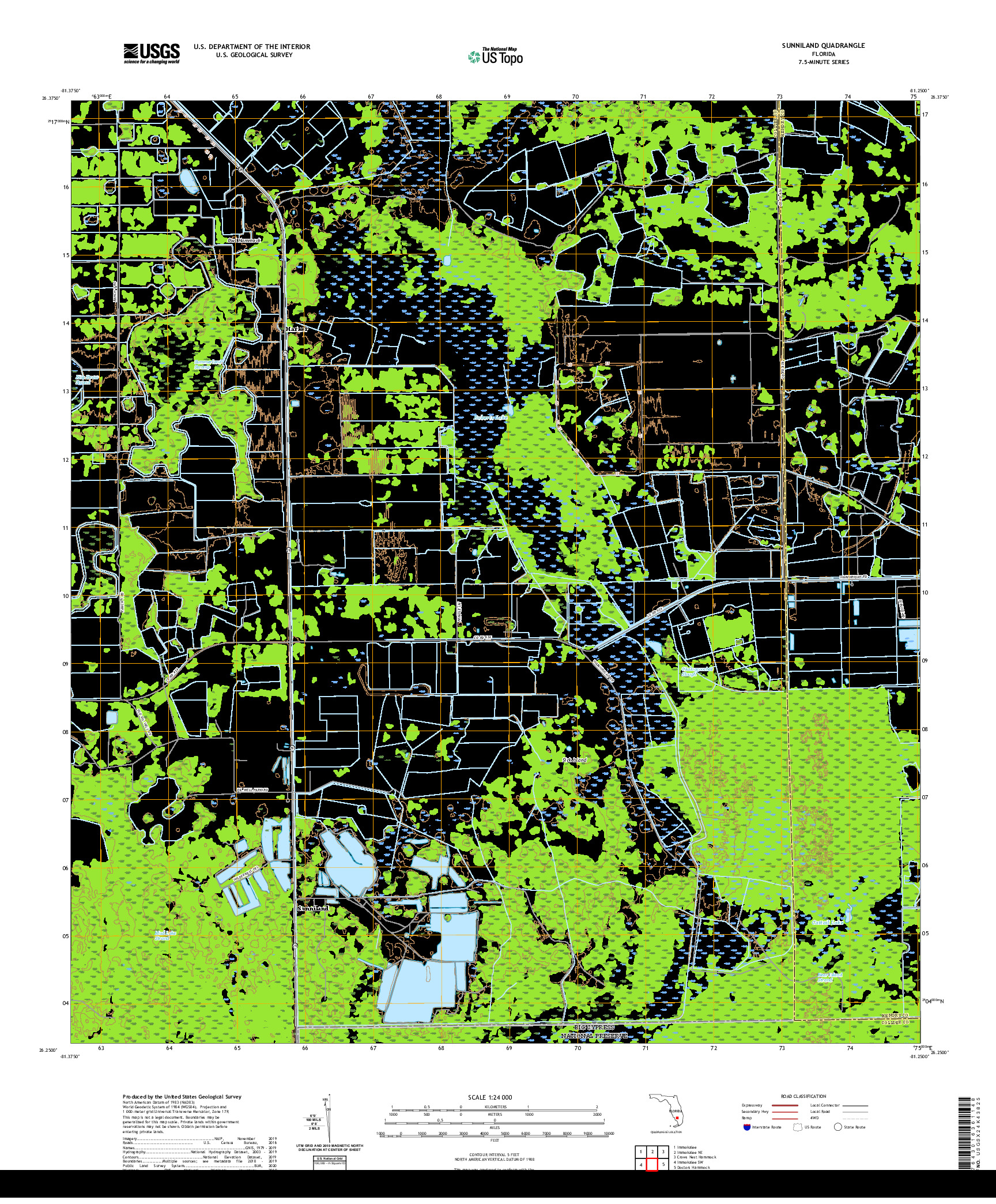 USGS US TOPO 7.5-MINUTE MAP FOR SUNNILAND, FL 2021