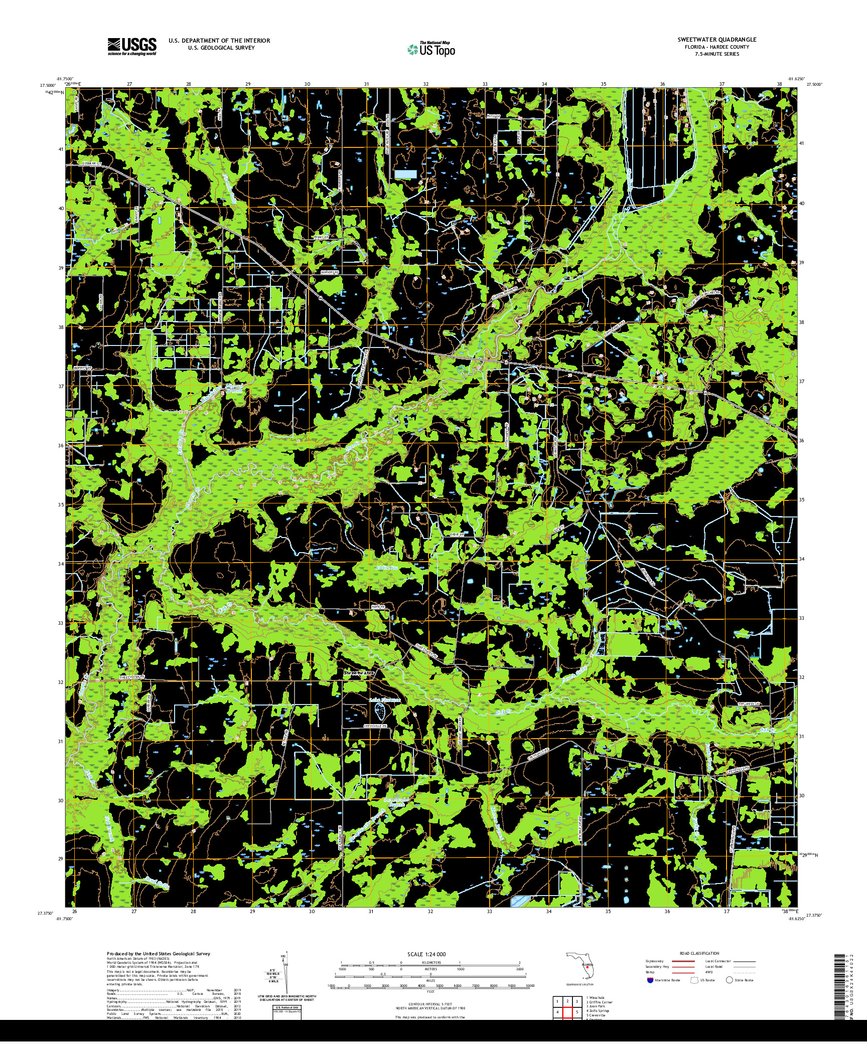 USGS US TOPO 7.5-MINUTE MAP FOR SWEETWATER, FL 2021