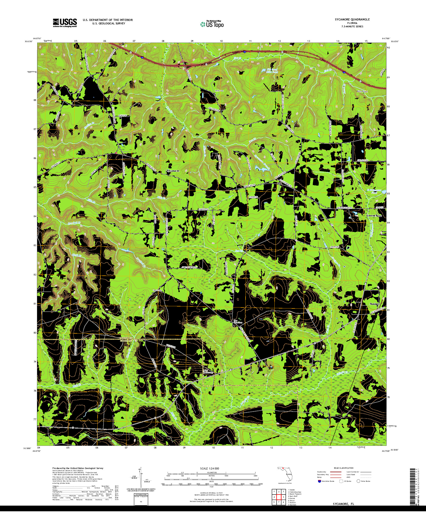 USGS US TOPO 7.5-MINUTE MAP FOR SYCAMORE, FL 2021