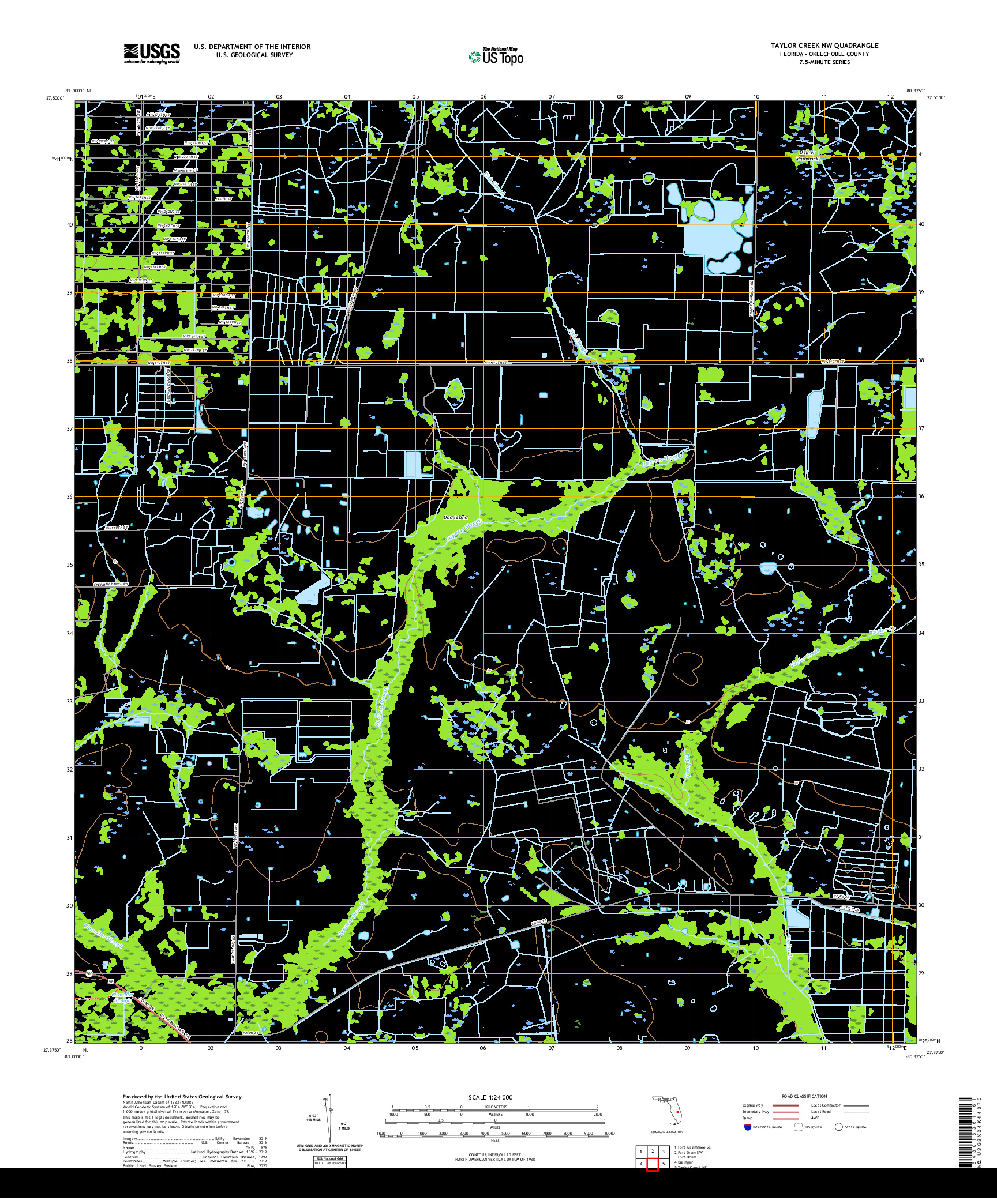 USGS US TOPO 7.5-MINUTE MAP FOR TAYLOR CREEK NW, FL 2021