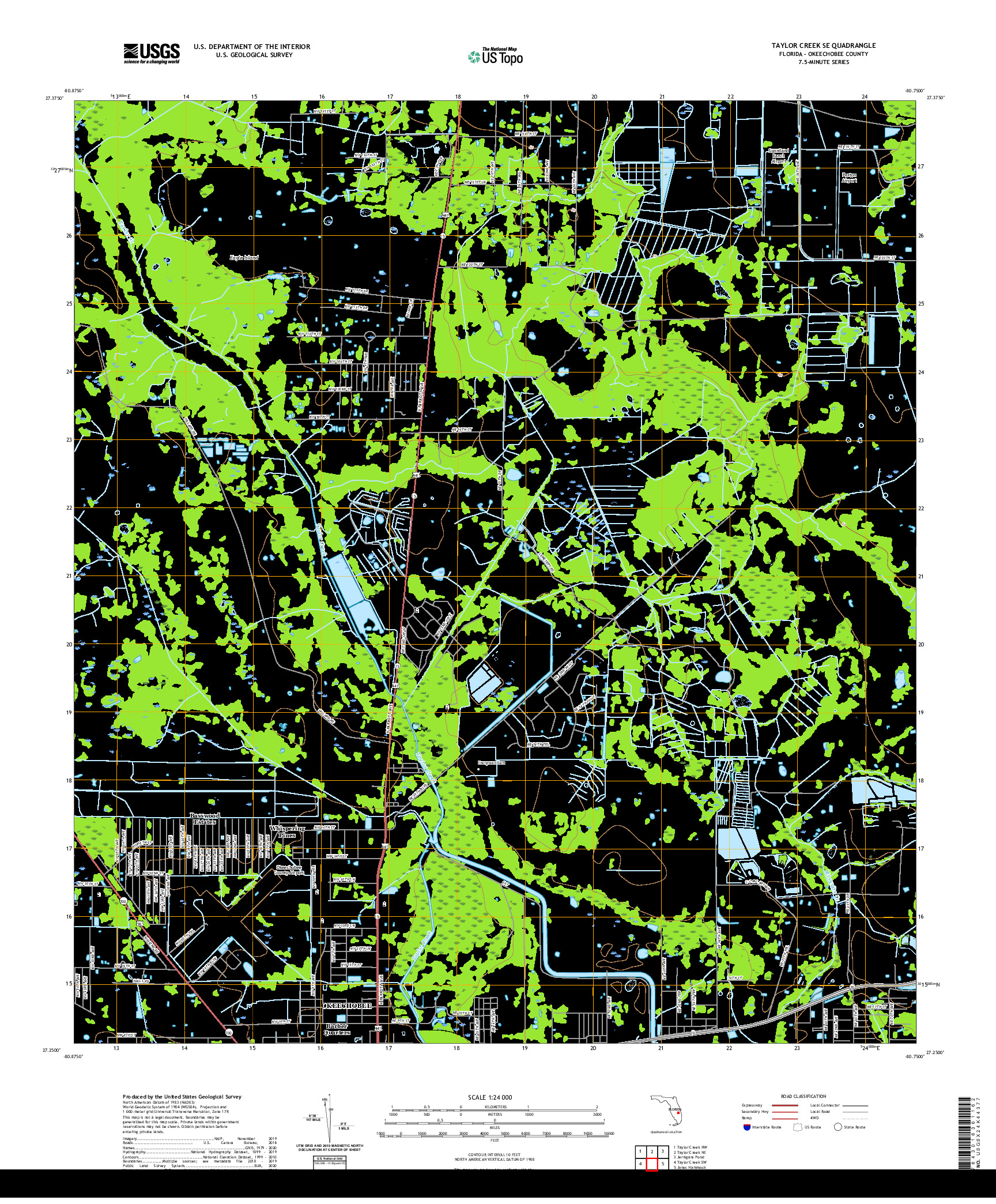 USGS US TOPO 7.5-MINUTE MAP FOR TAYLOR CREEK SE, FL 2021