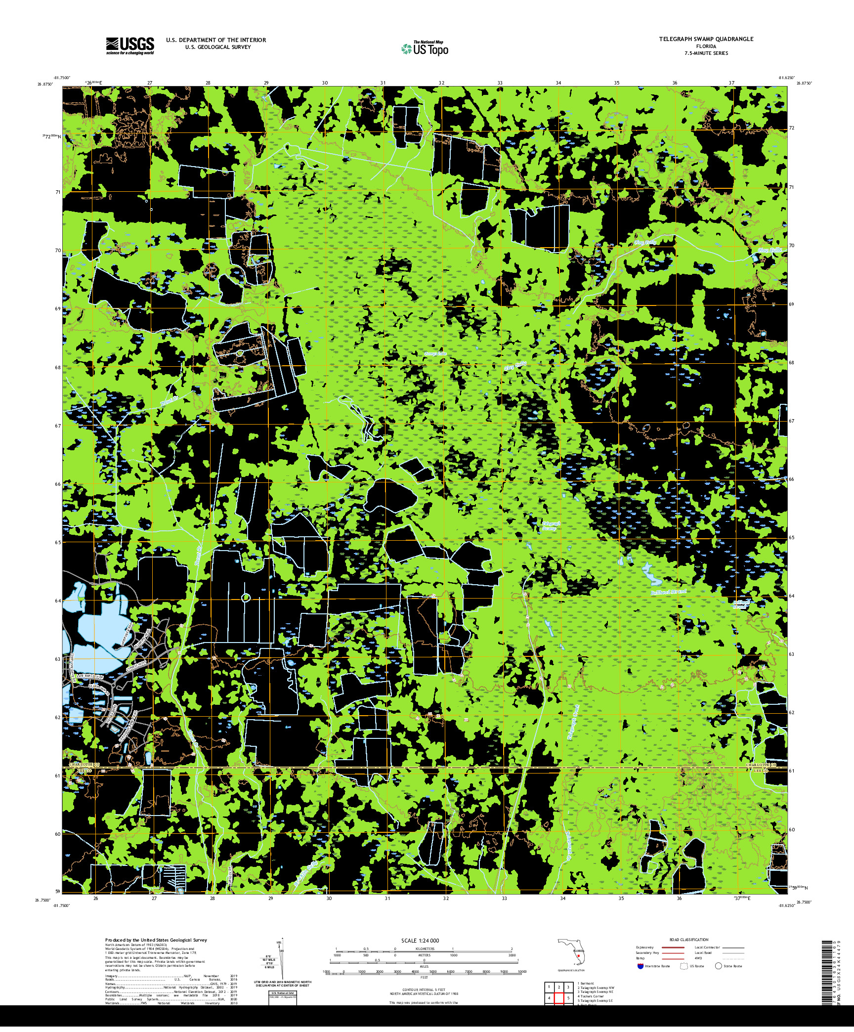 USGS US TOPO 7.5-MINUTE MAP FOR TELEGRAPH SWAMP, FL 2021