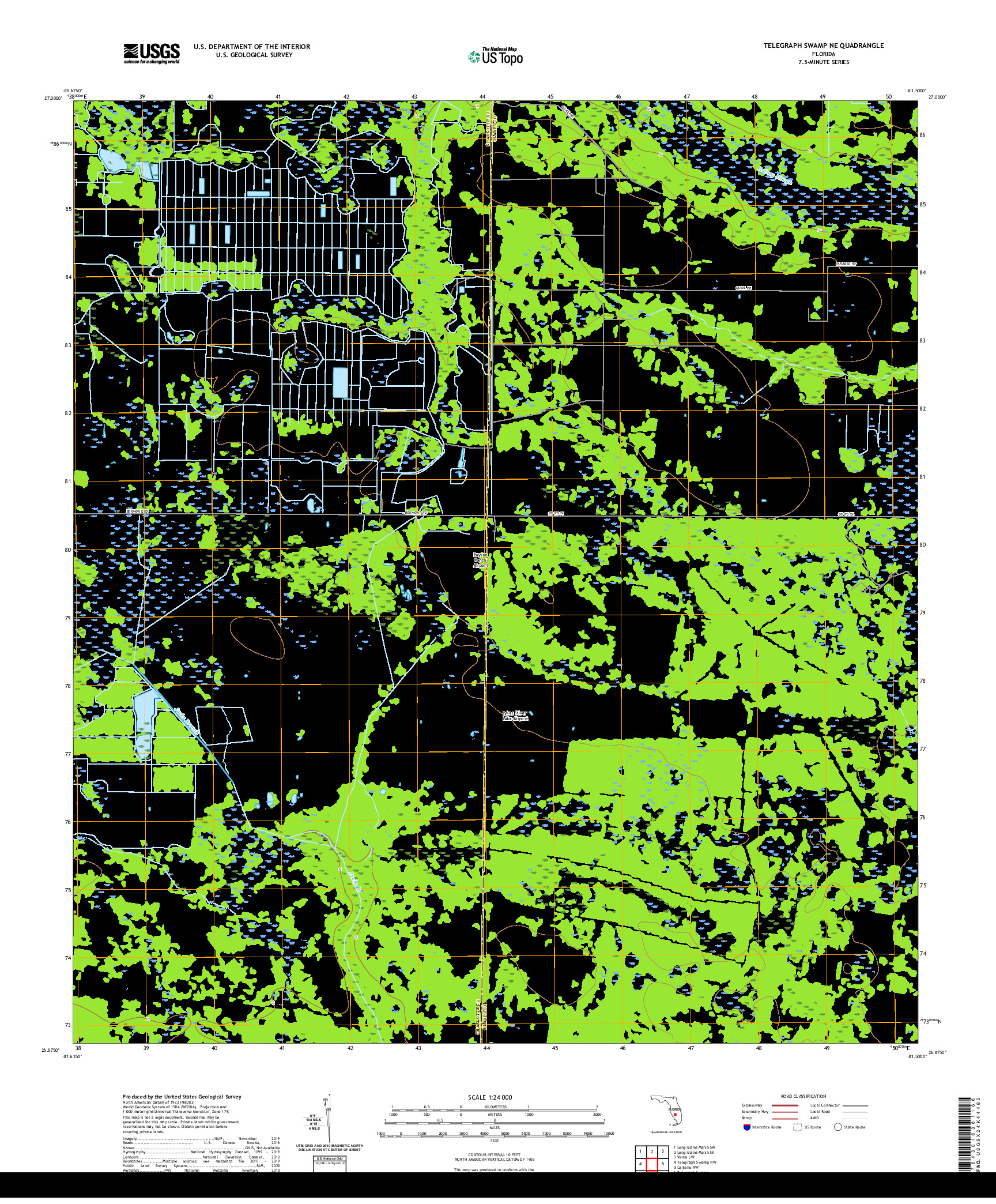 USGS US TOPO 7.5-MINUTE MAP FOR TELEGRAPH SWAMP NE, FL 2021