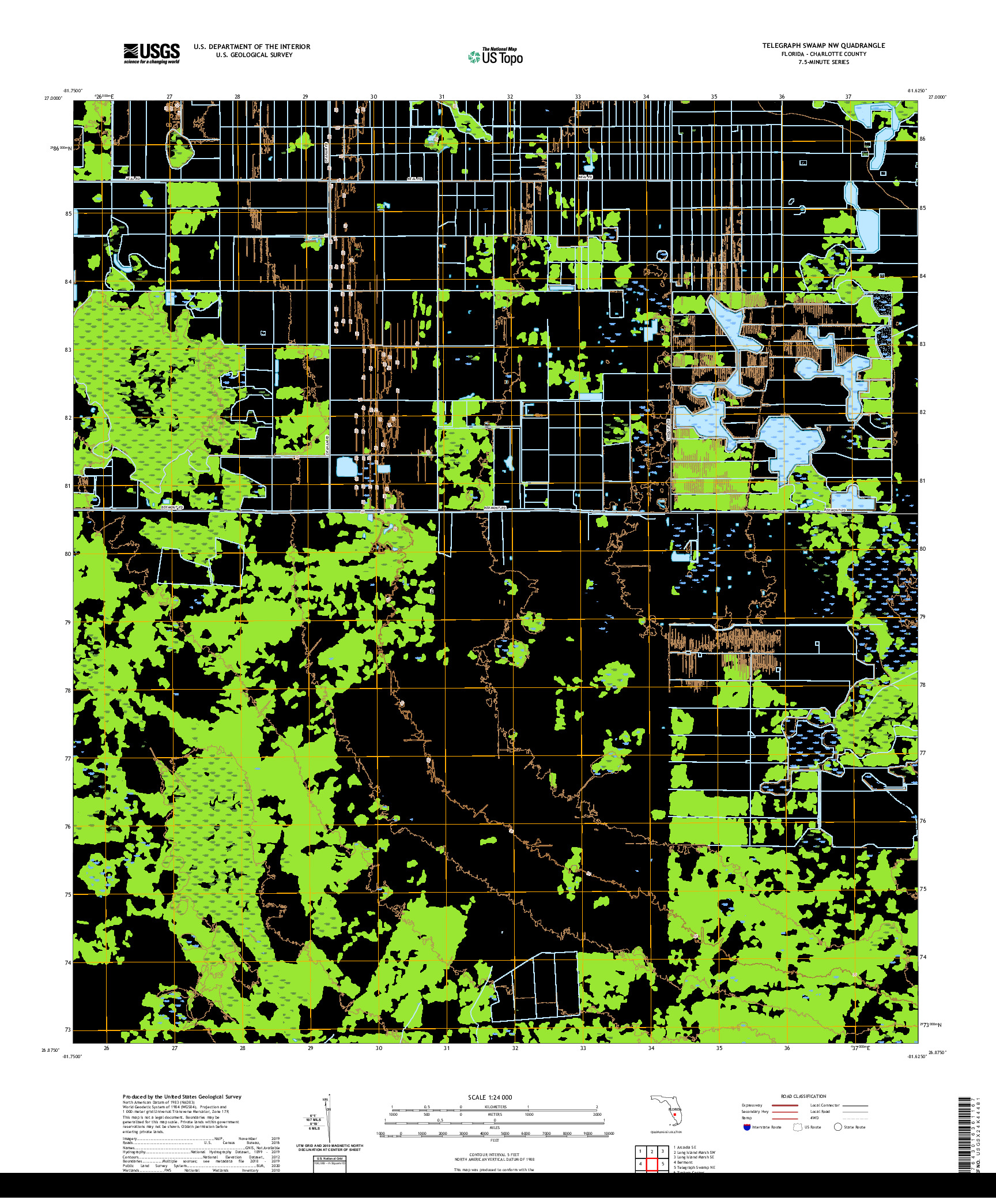 USGS US TOPO 7.5-MINUTE MAP FOR TELEGRAPH SWAMP NW, FL 2021