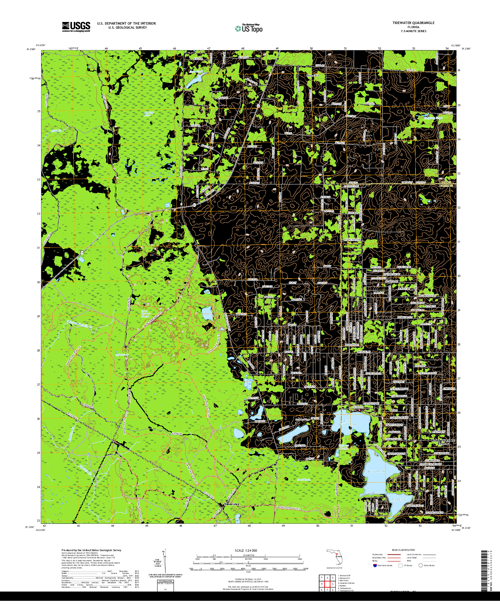 USGS US TOPO 7.5-MINUTE MAP FOR TIDEWATER, FL 2021