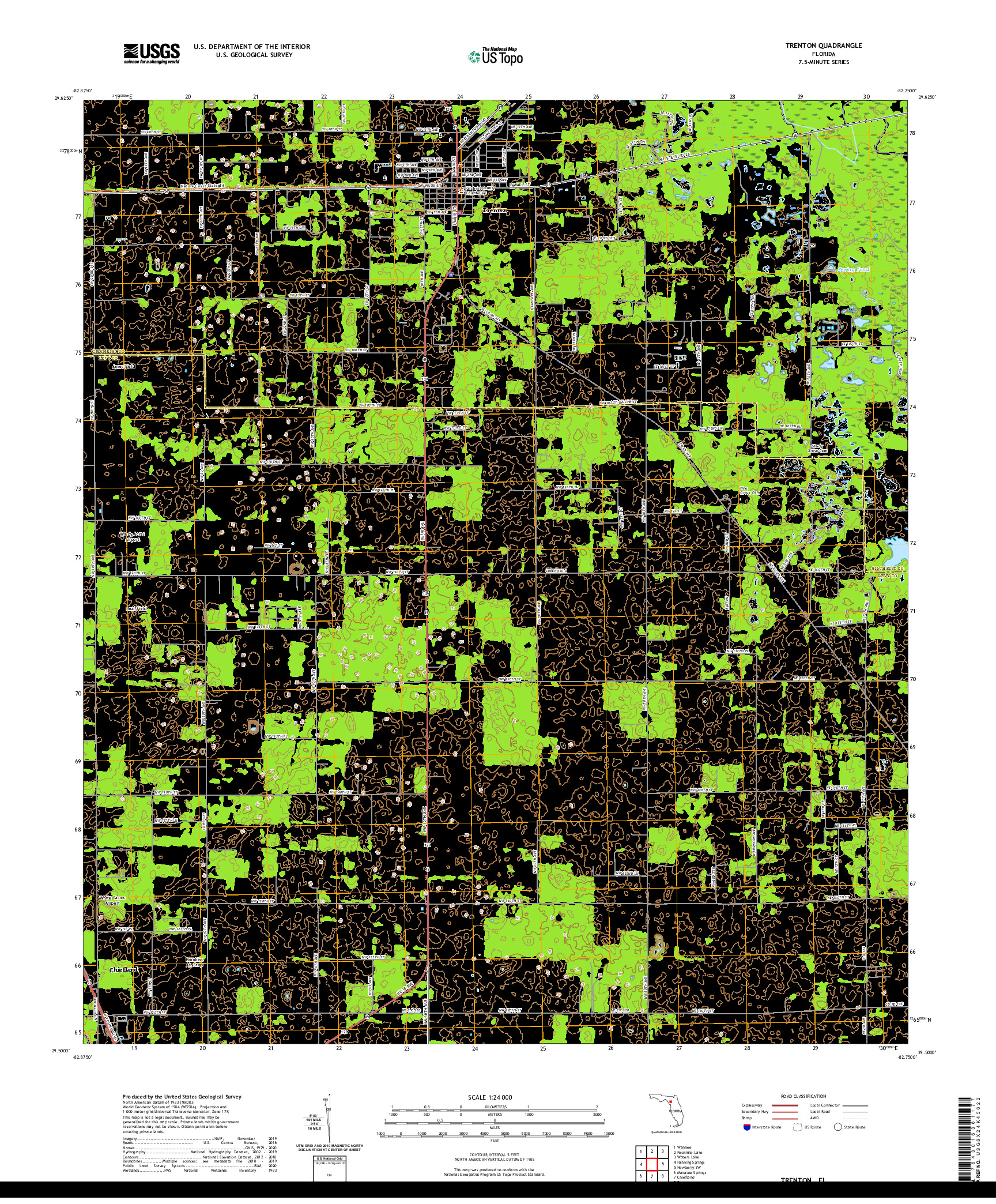 USGS US TOPO 7.5-MINUTE MAP FOR TRENTON, FL 2021