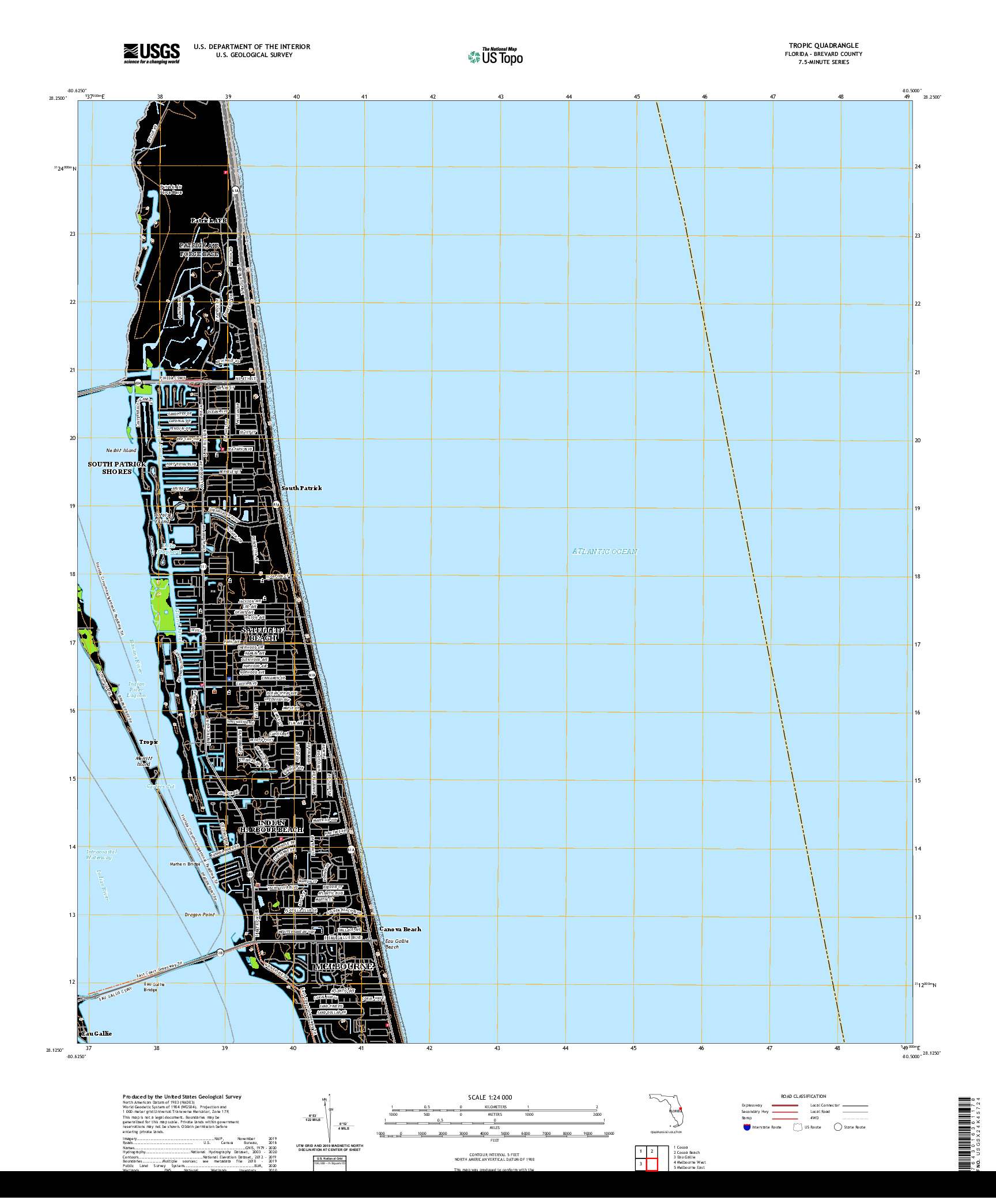 USGS US TOPO 7.5-MINUTE MAP FOR TROPIC, FL 2021