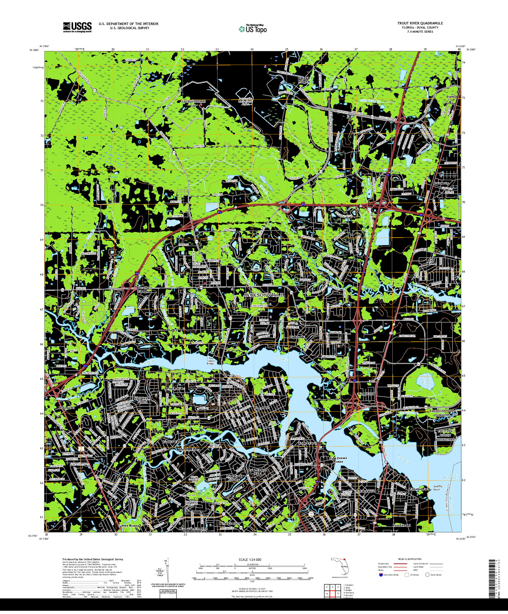 USGS US TOPO 7.5-MINUTE MAP FOR TROUT RIVER, FL 2021