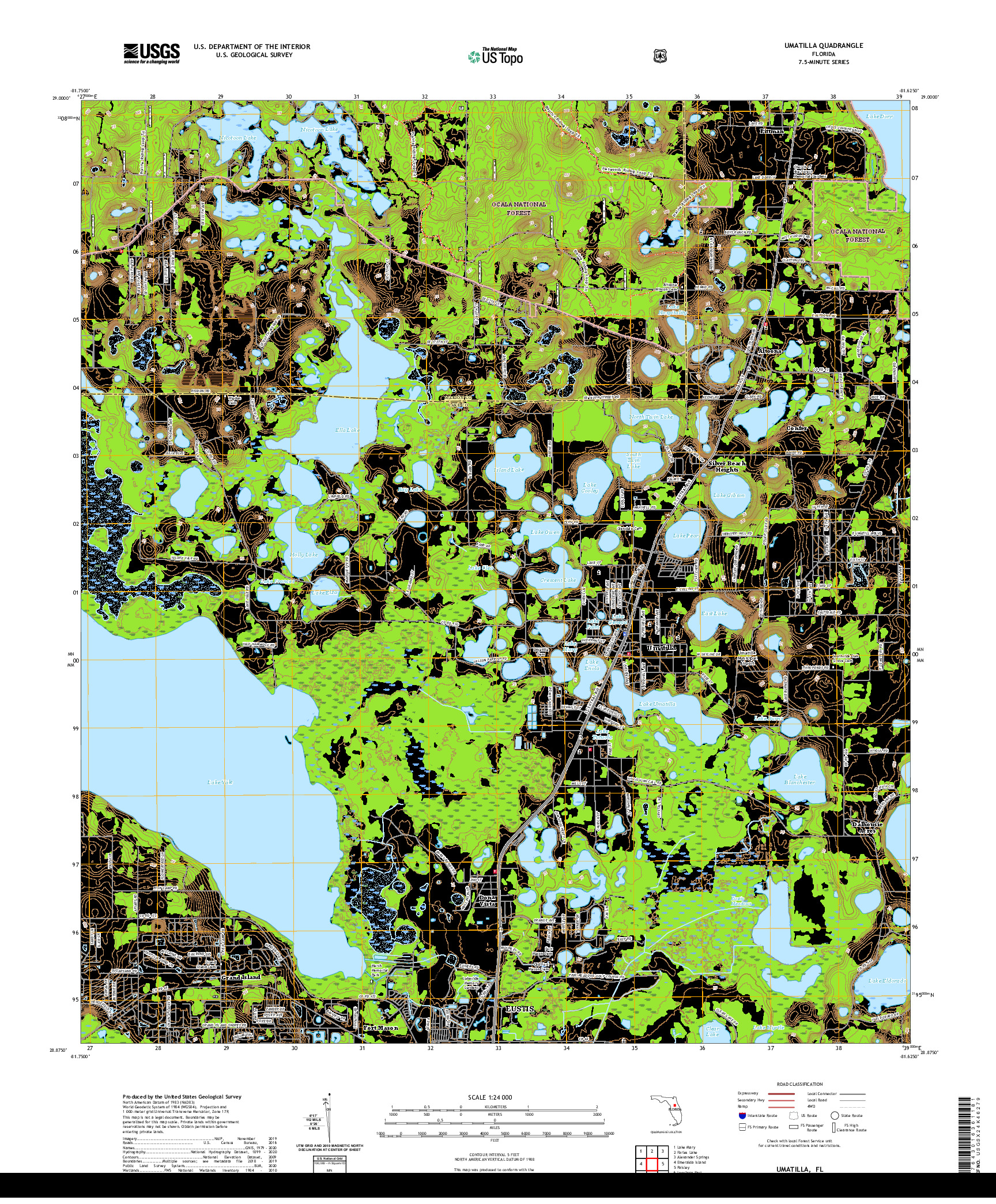 USGS US TOPO 7.5-MINUTE MAP FOR UMATILLA, FL 2021
