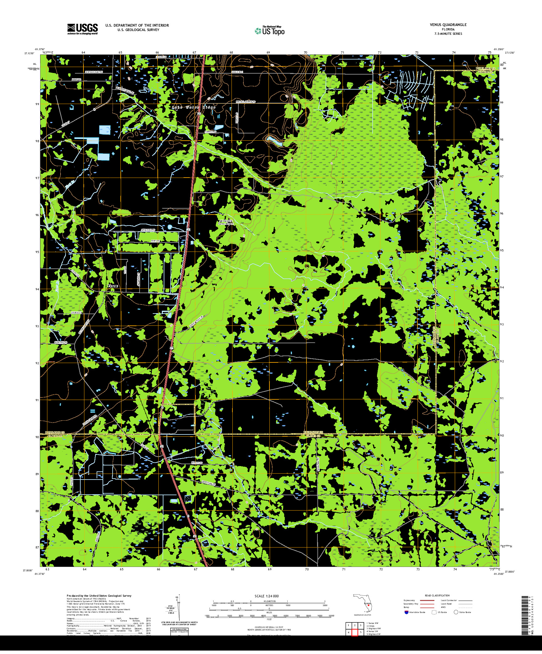 USGS US TOPO 7.5-MINUTE MAP FOR VENUS, FL 2021