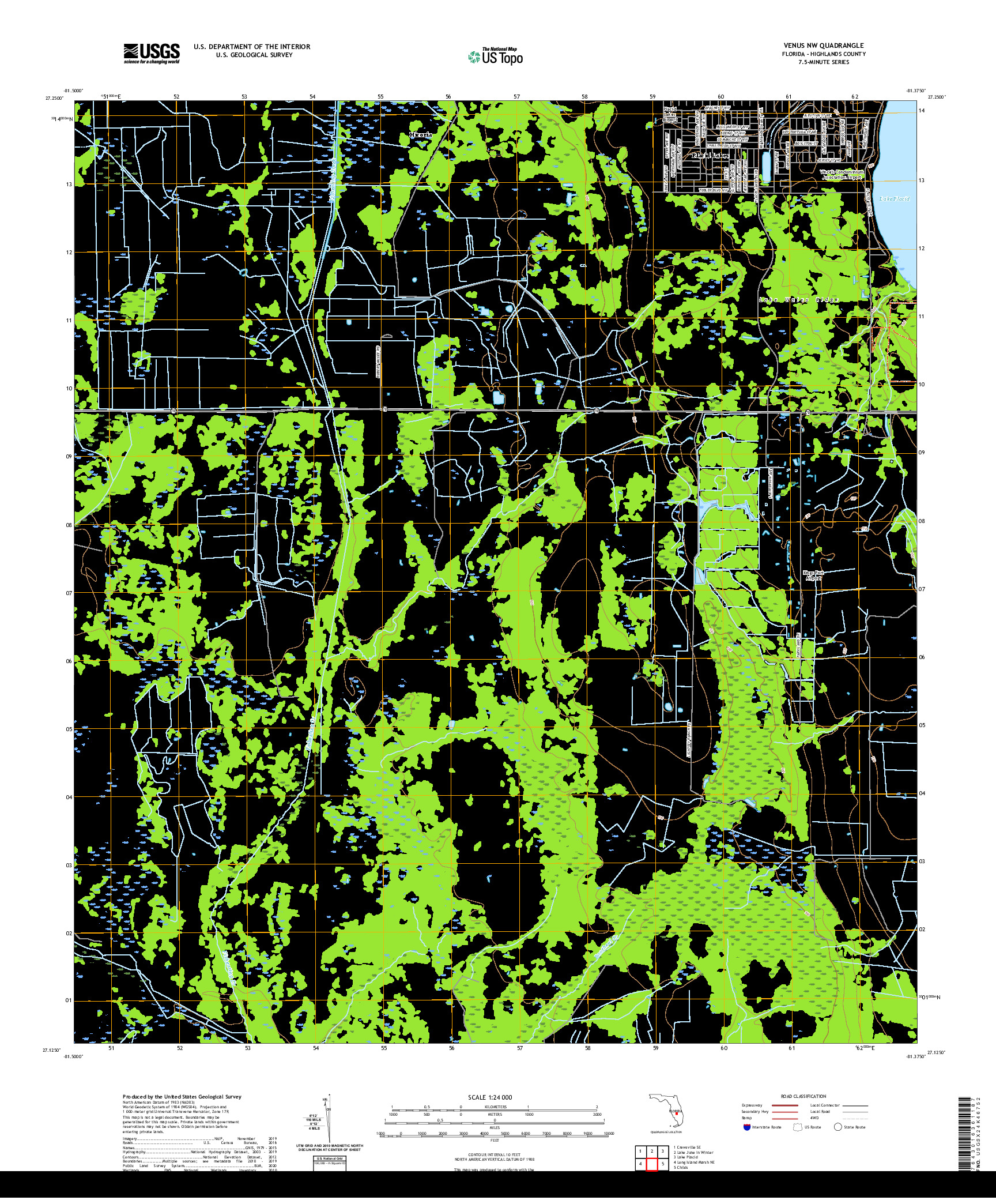 USGS US TOPO 7.5-MINUTE MAP FOR VENUS NW, FL 2021