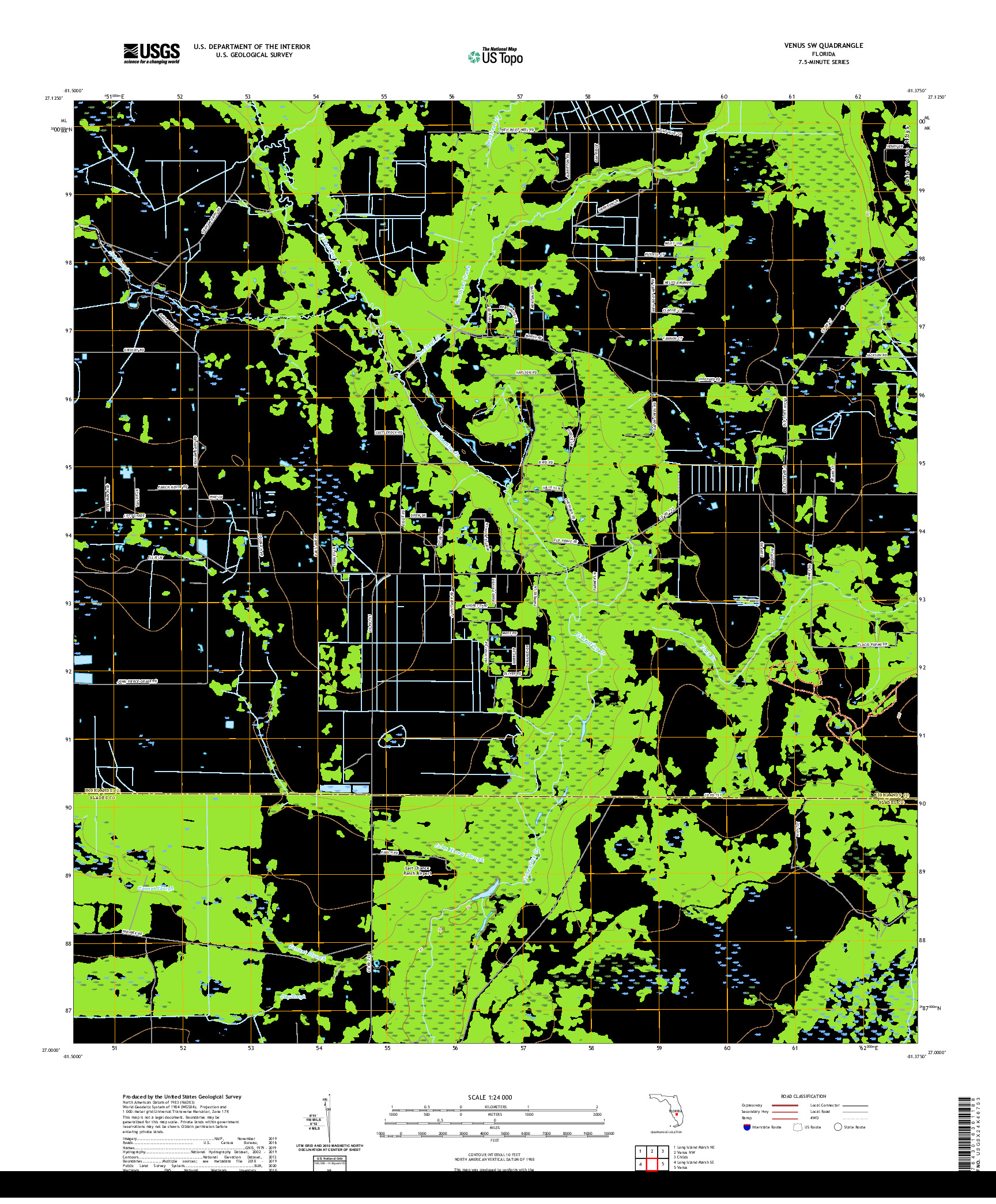 USGS US TOPO 7.5-MINUTE MAP FOR VENUS SW, FL 2021