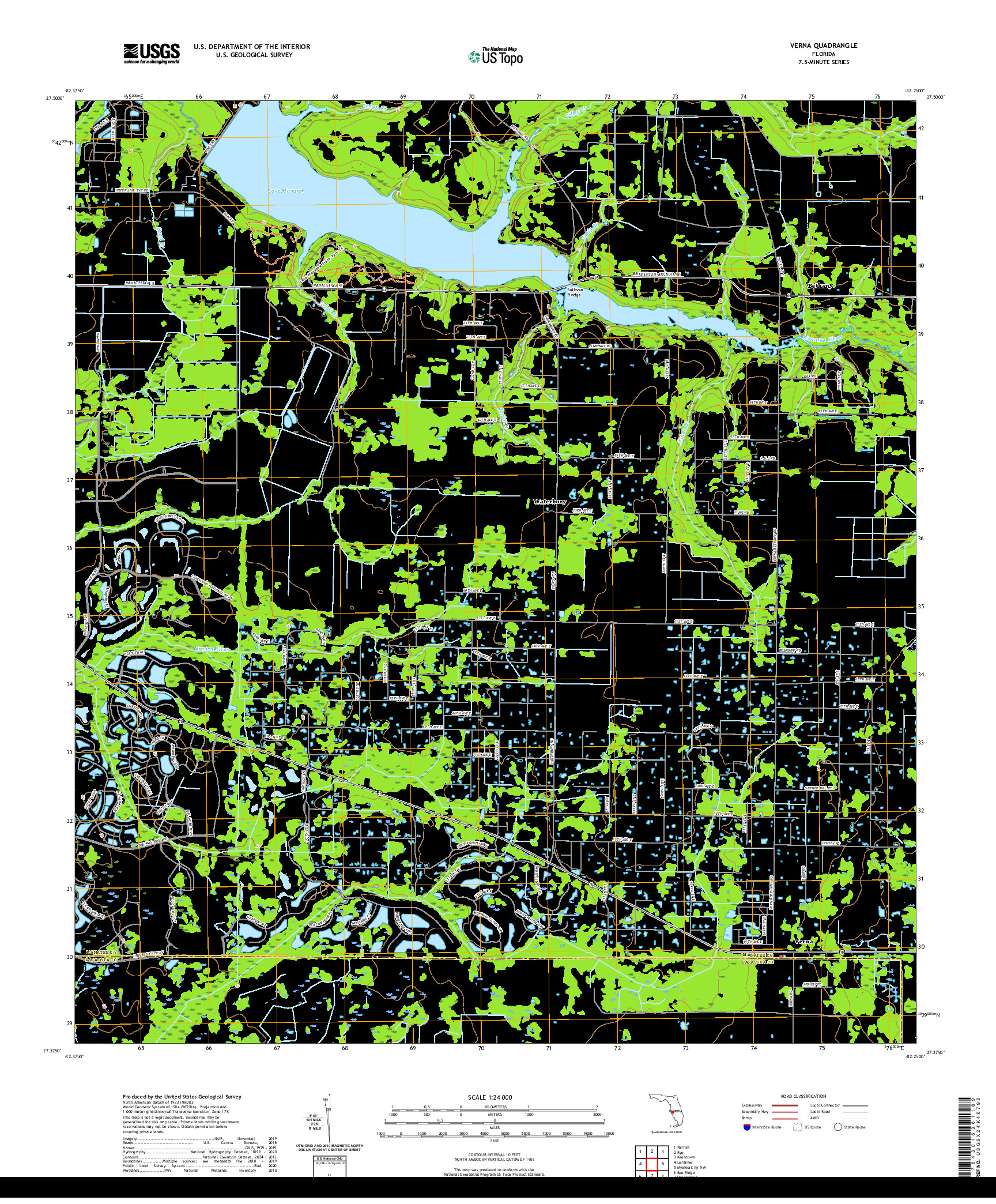 USGS US TOPO 7.5-MINUTE MAP FOR VERNA, FL 2021