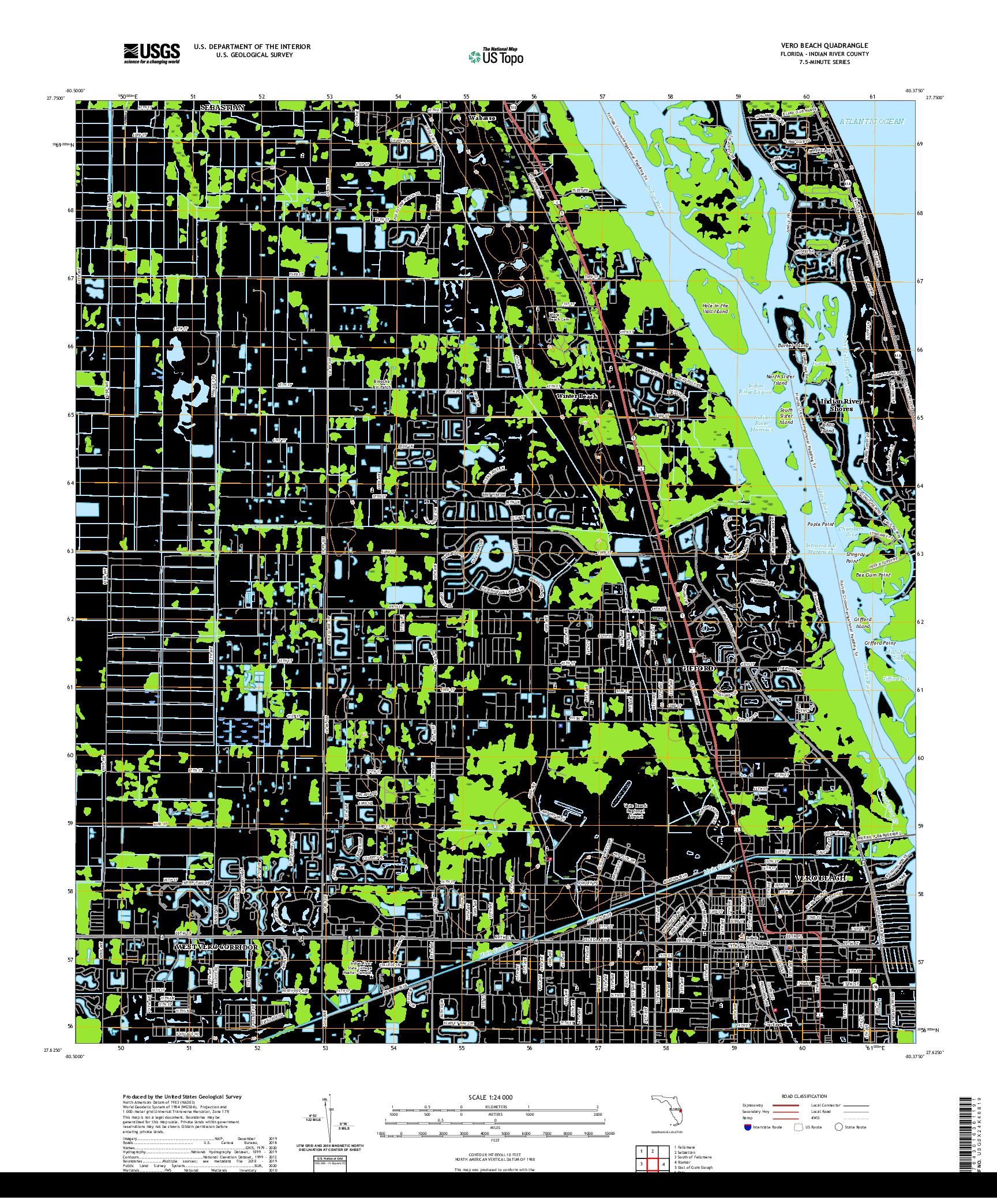 USGS US TOPO 7.5-MINUTE MAP FOR VERO BEACH, FL 2021