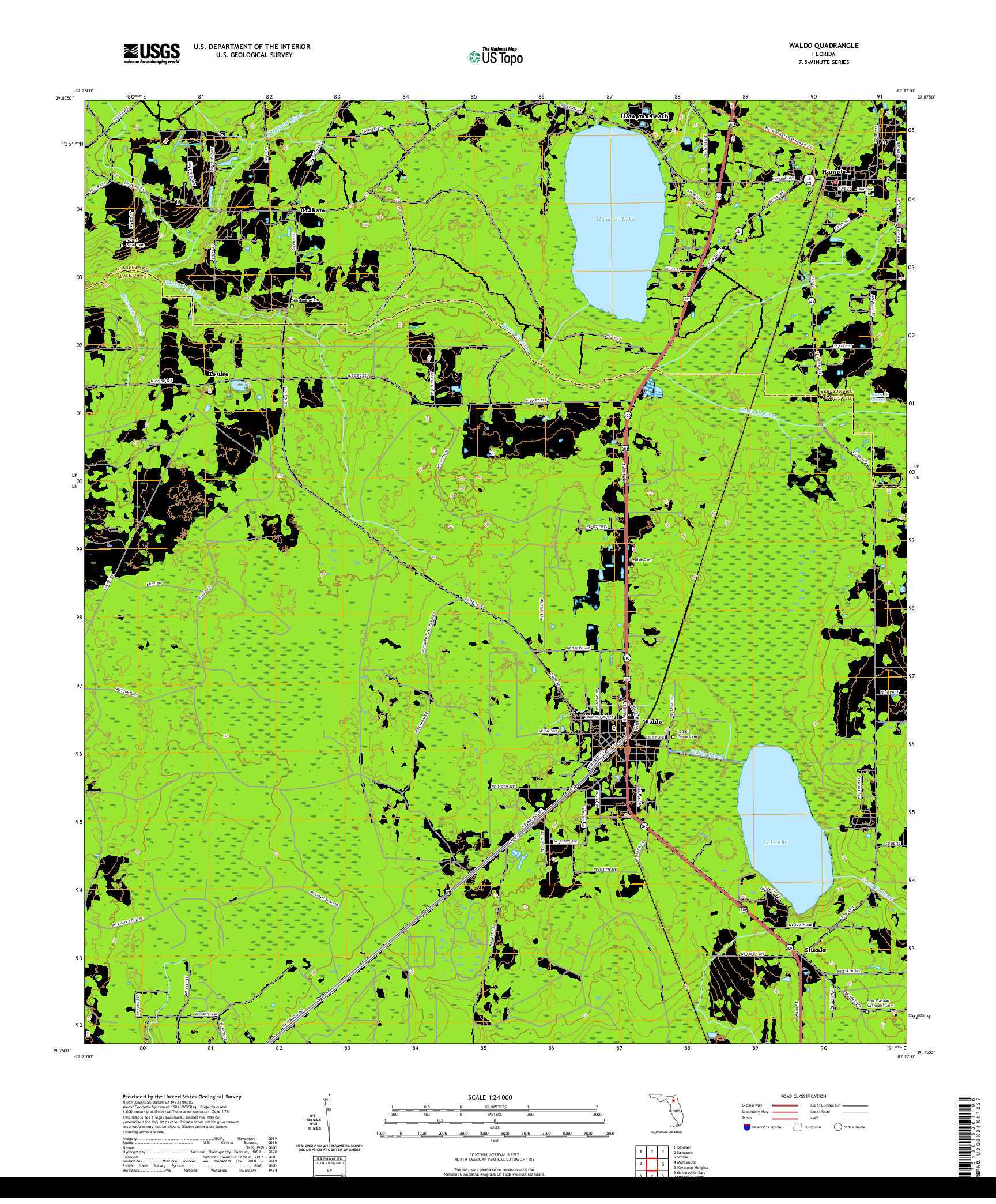 USGS US TOPO 7.5-MINUTE MAP FOR WALDO, FL 2021