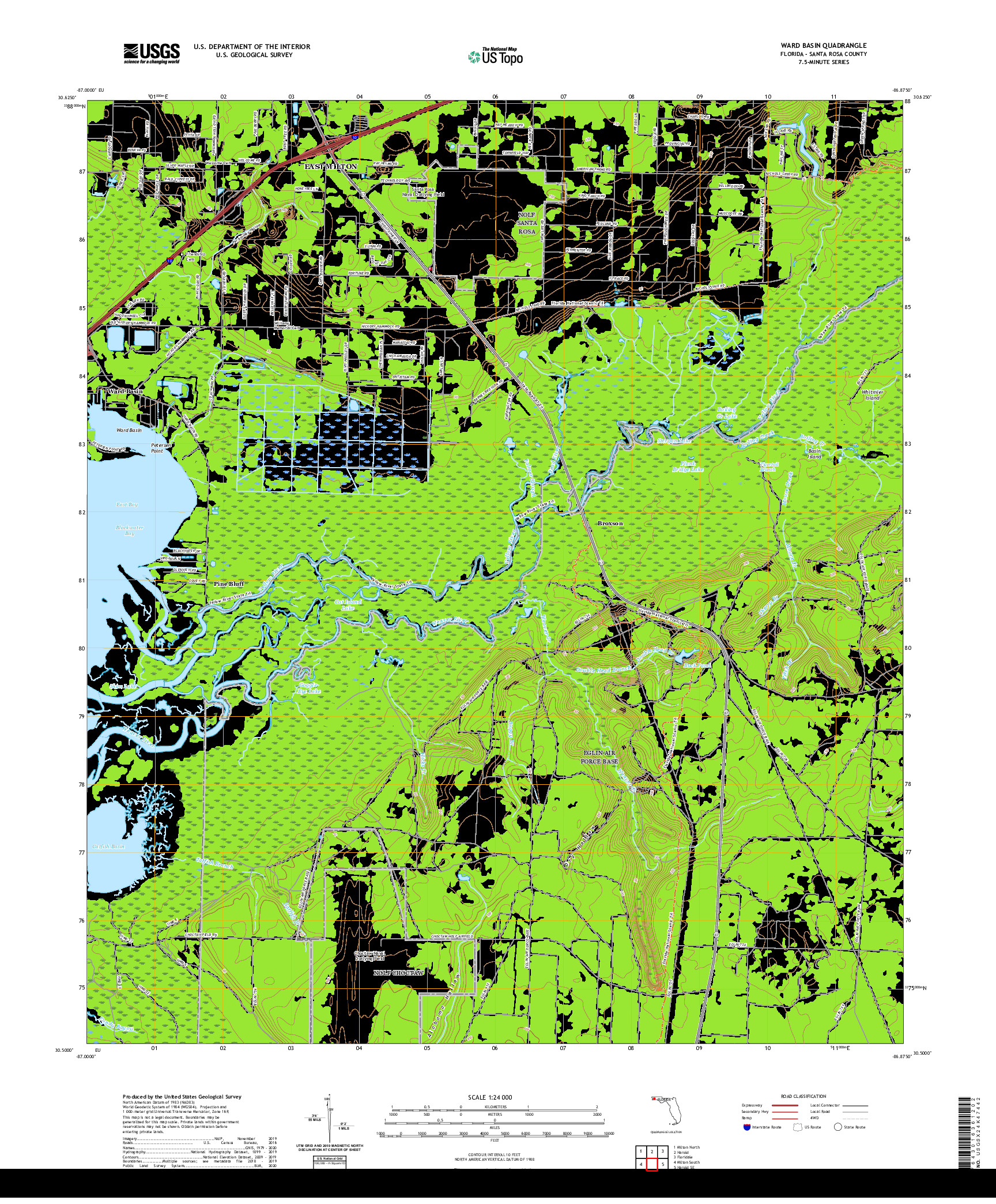 USGS US TOPO 7.5-MINUTE MAP FOR WARD BASIN, FL 2021