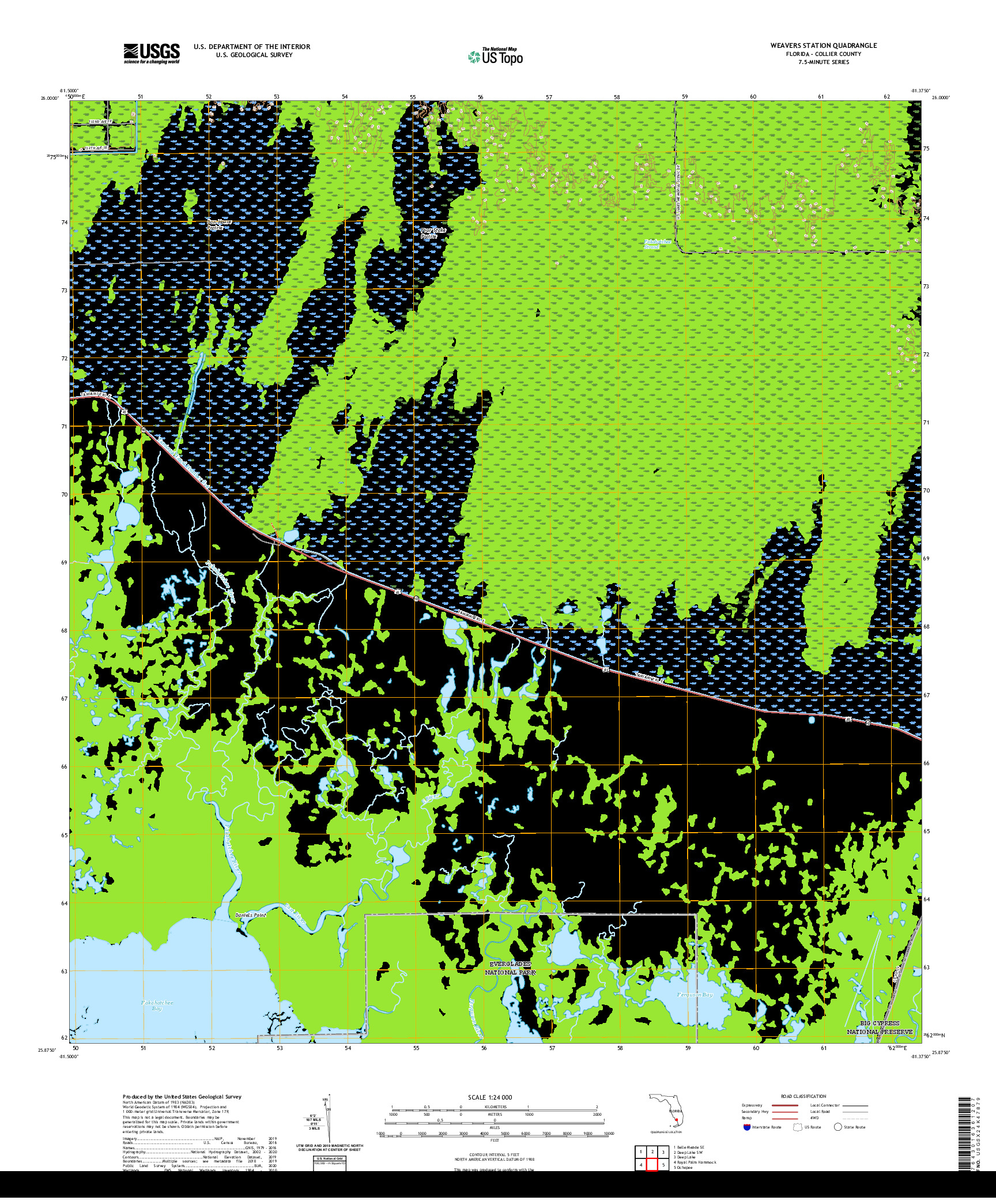 USGS US TOPO 7.5-MINUTE MAP FOR WEAVERS STATION, FL 2021