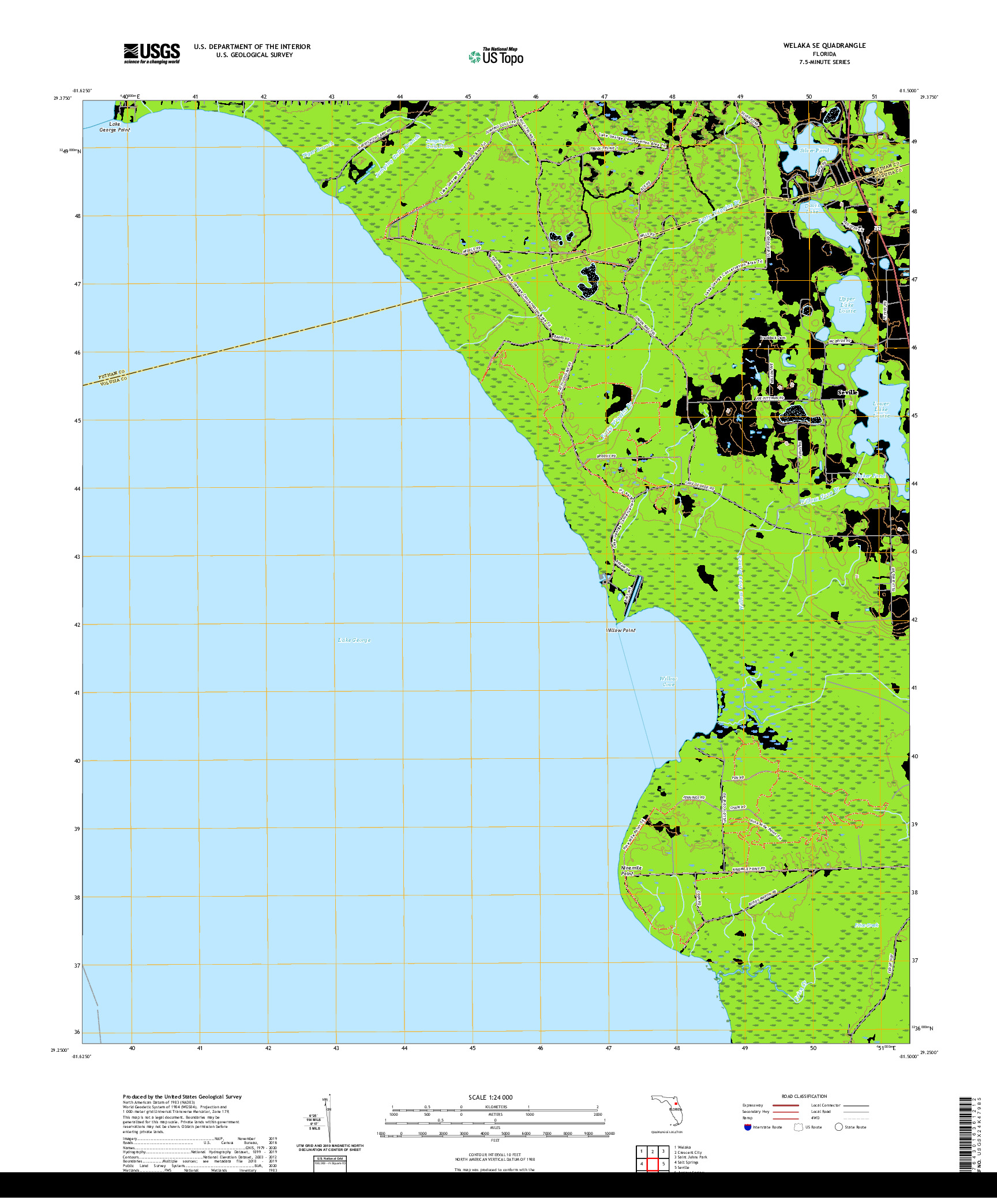 USGS US TOPO 7.5-MINUTE MAP FOR WELAKA SE, FL 2021