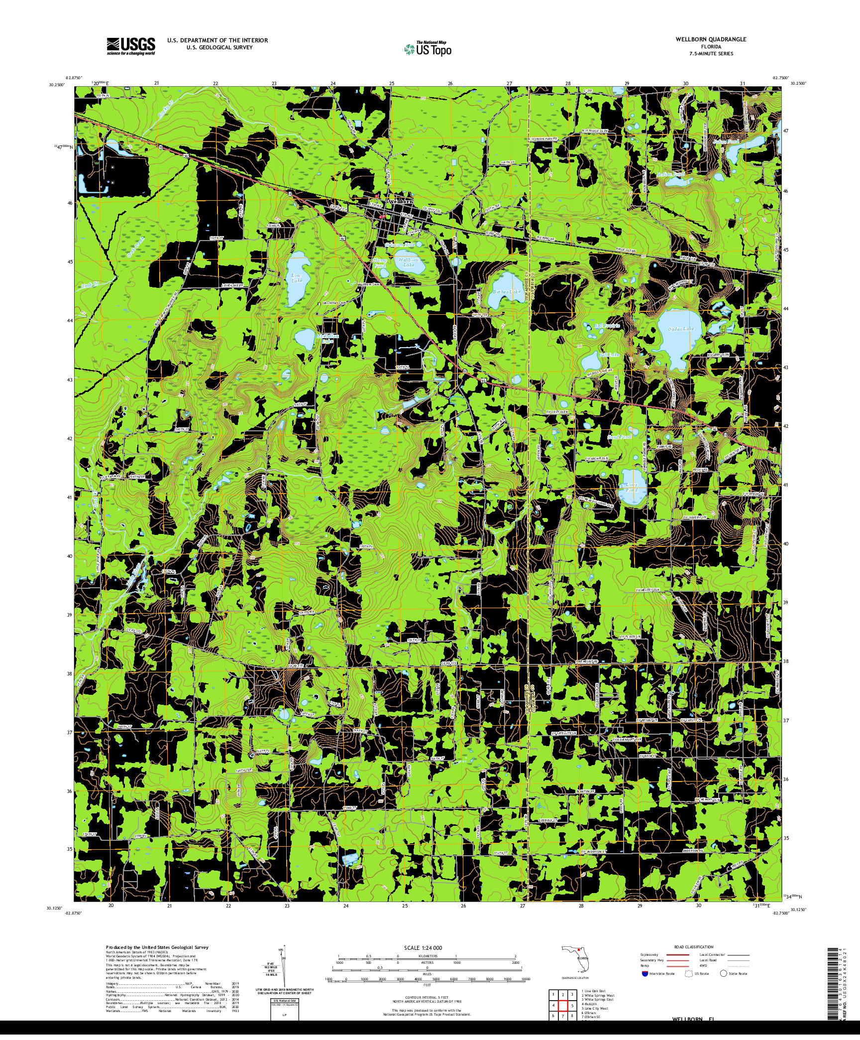 USGS US TOPO 7.5-MINUTE MAP FOR WELLBORN, FL 2021