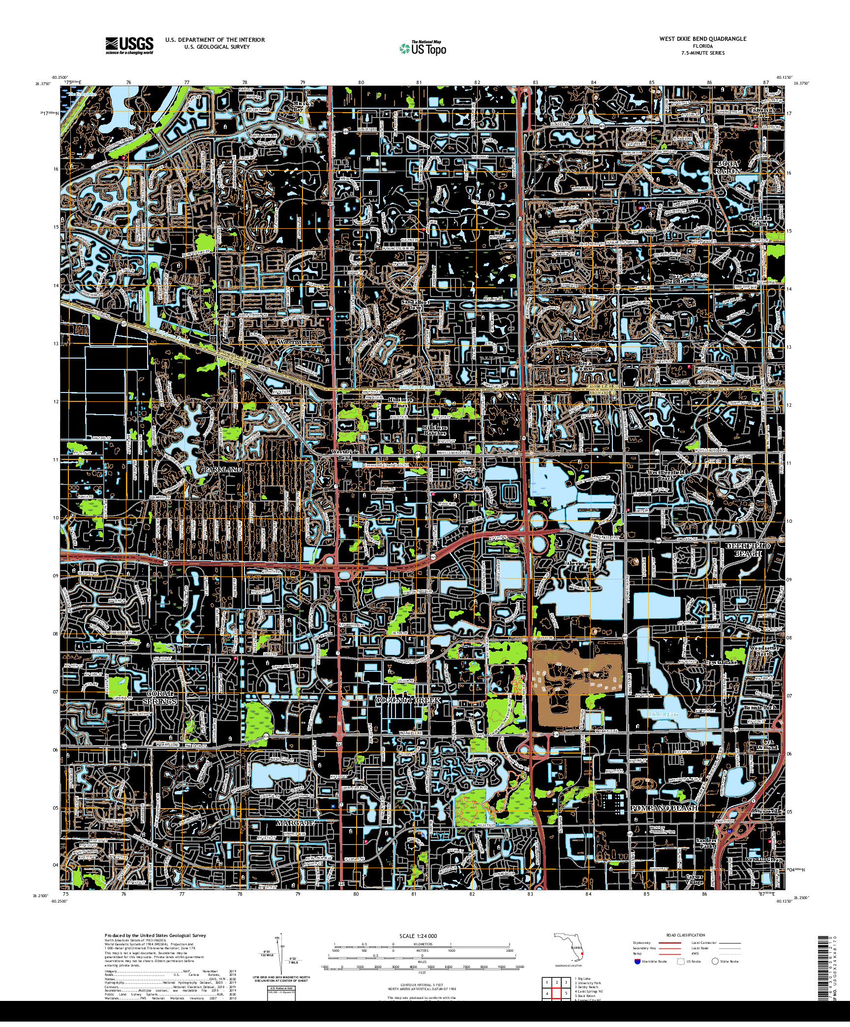 USGS US TOPO 7.5-MINUTE MAP FOR WEST DIXIE BEND, FL 2021