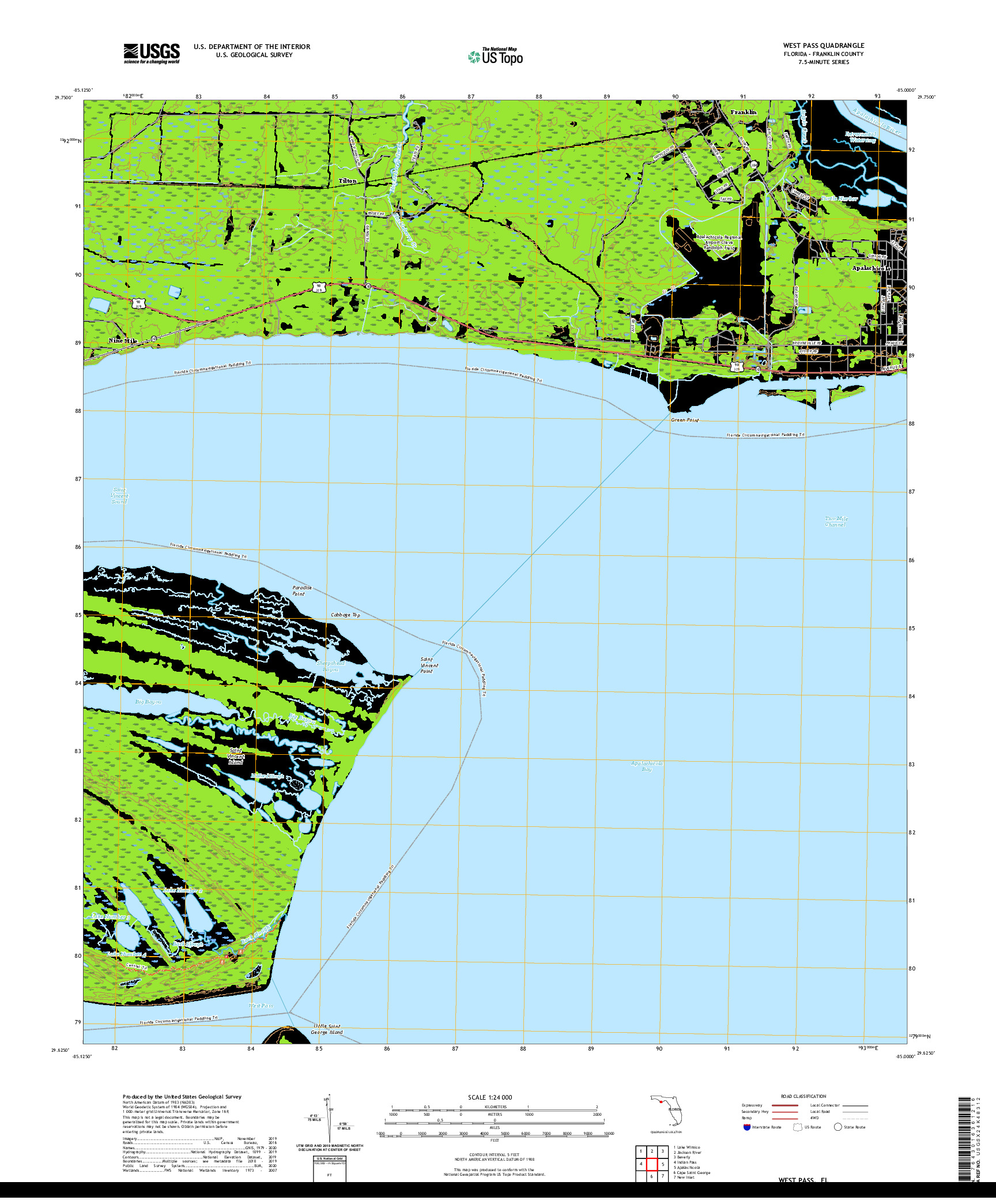 USGS US TOPO 7.5-MINUTE MAP FOR WEST PASS, FL 2021