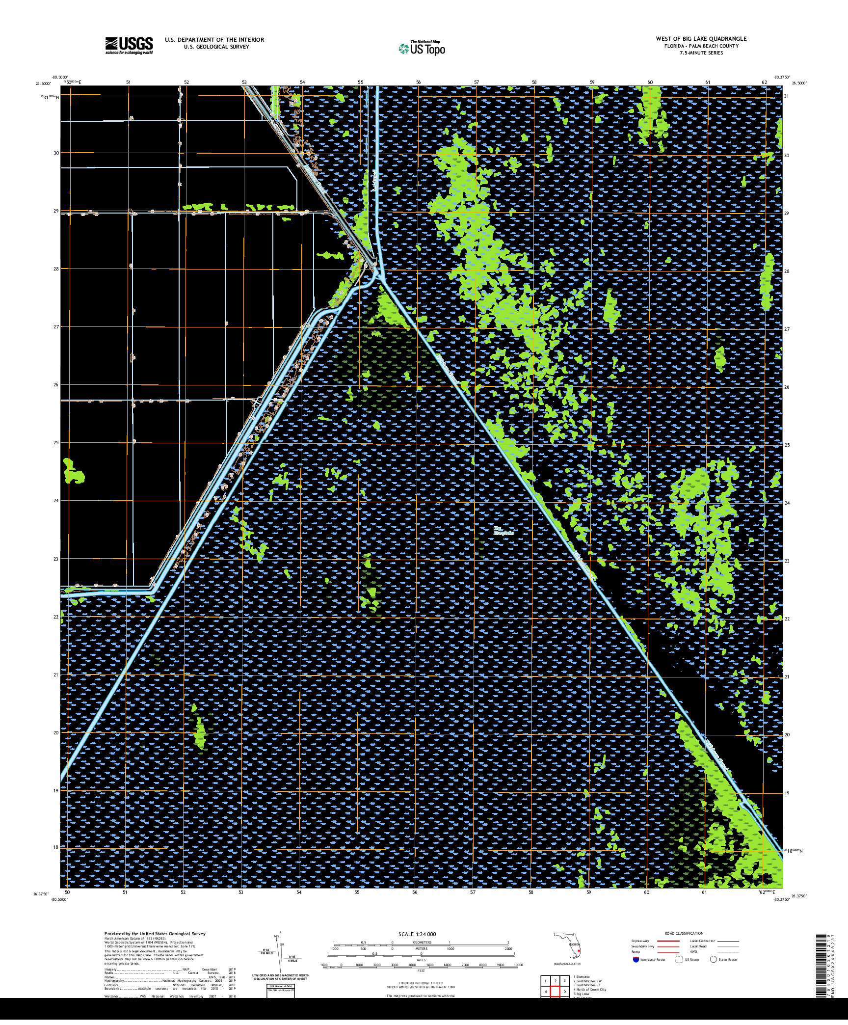 USGS US TOPO 7.5-MINUTE MAP FOR WEST OF BIG LAKE, FL 2021