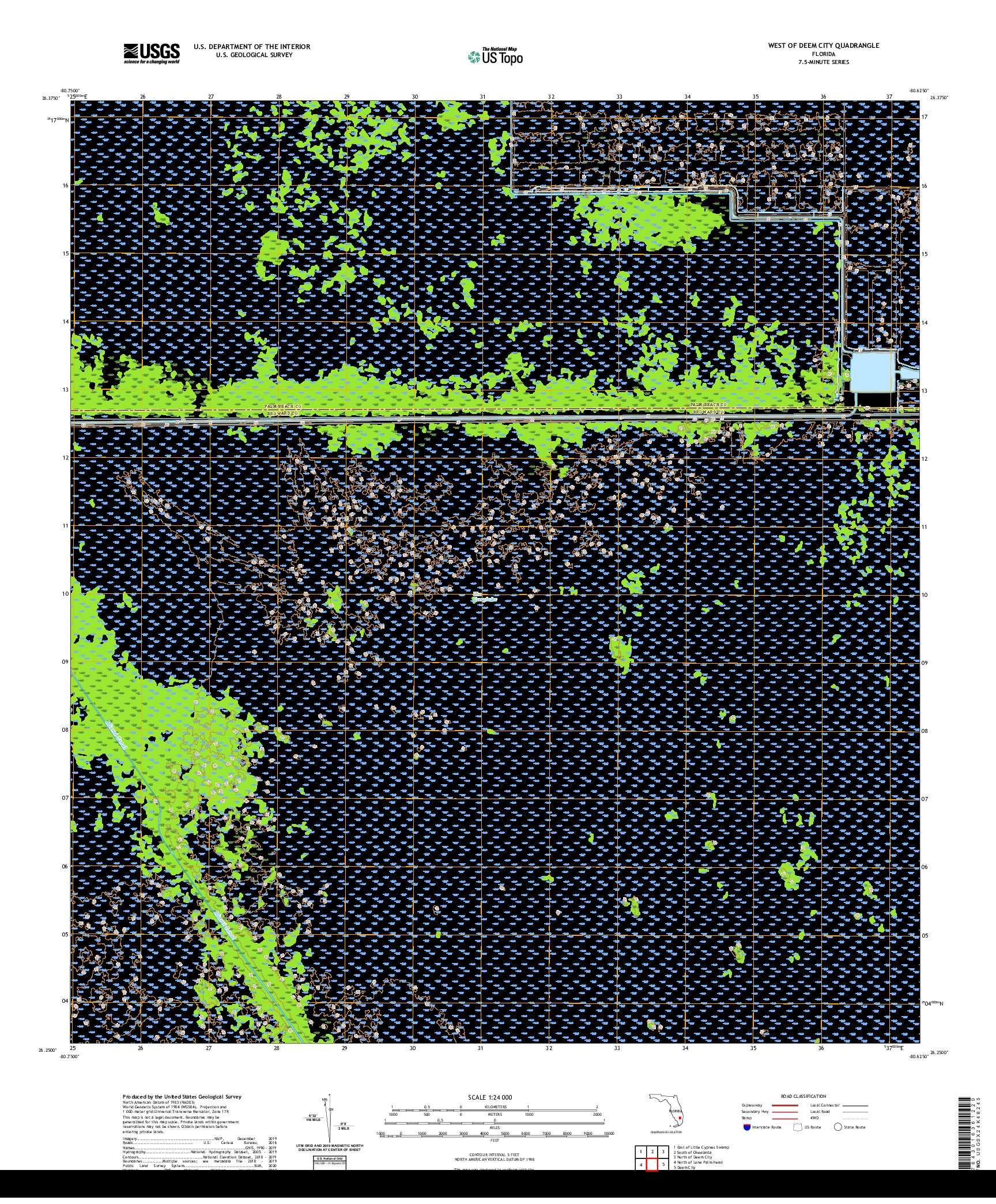 USGS US TOPO 7.5-MINUTE MAP FOR WEST OF DEEM CITY, FL 2021