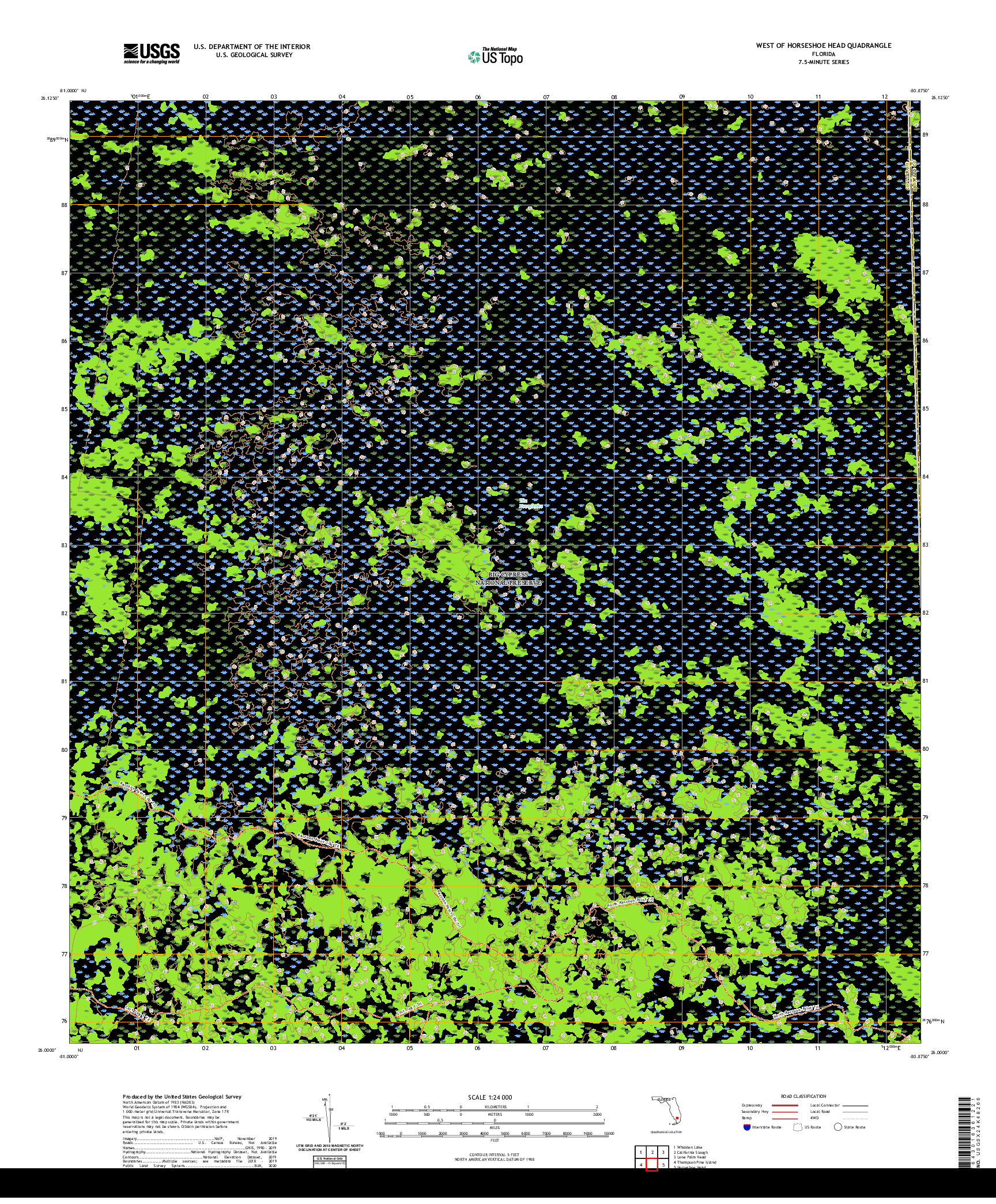 USGS US TOPO 7.5-MINUTE MAP FOR WEST OF HORSESHOE HEAD, FL 2021