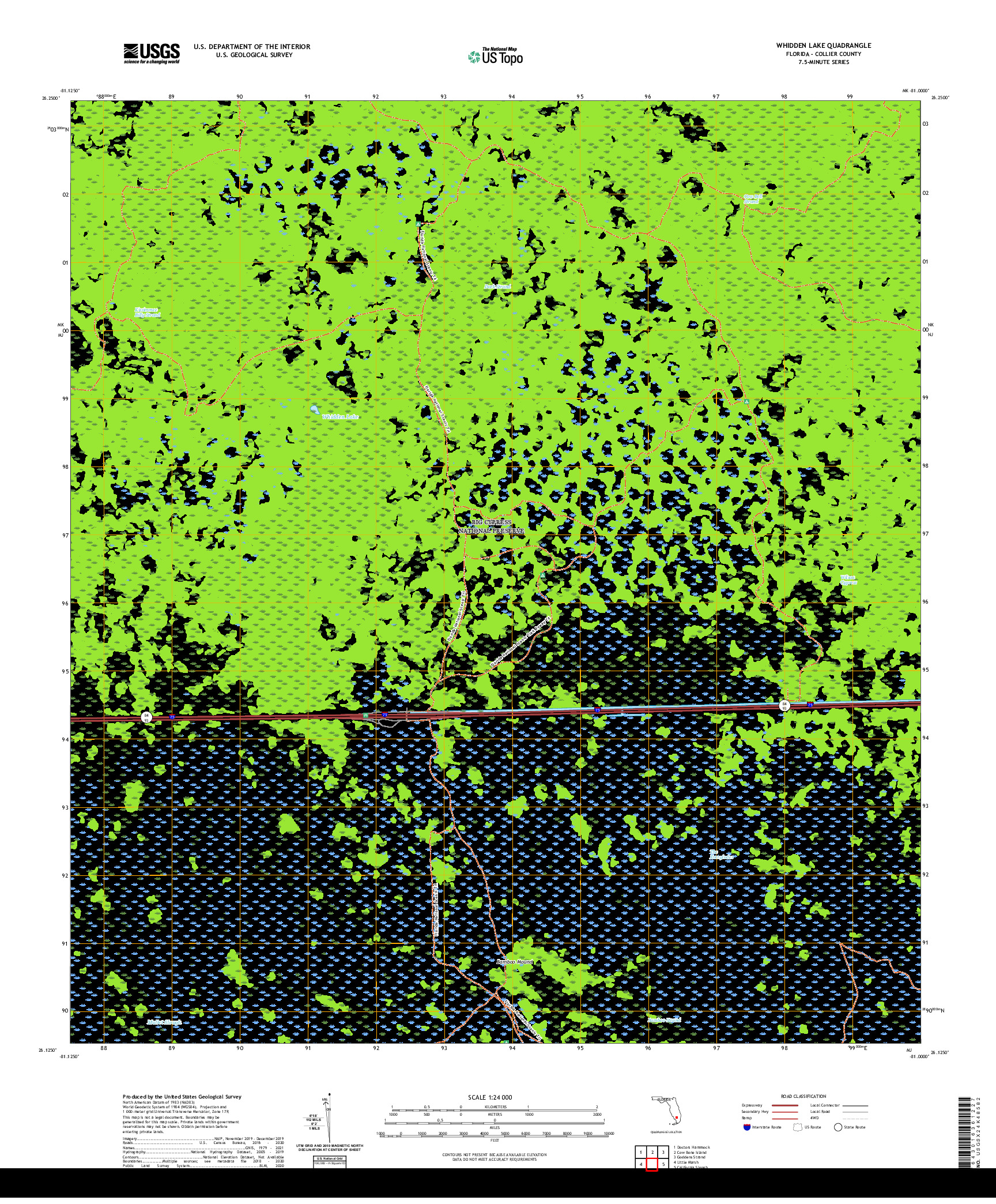 USGS US TOPO 7.5-MINUTE MAP FOR WHIDDEN LAKE, FL 2021