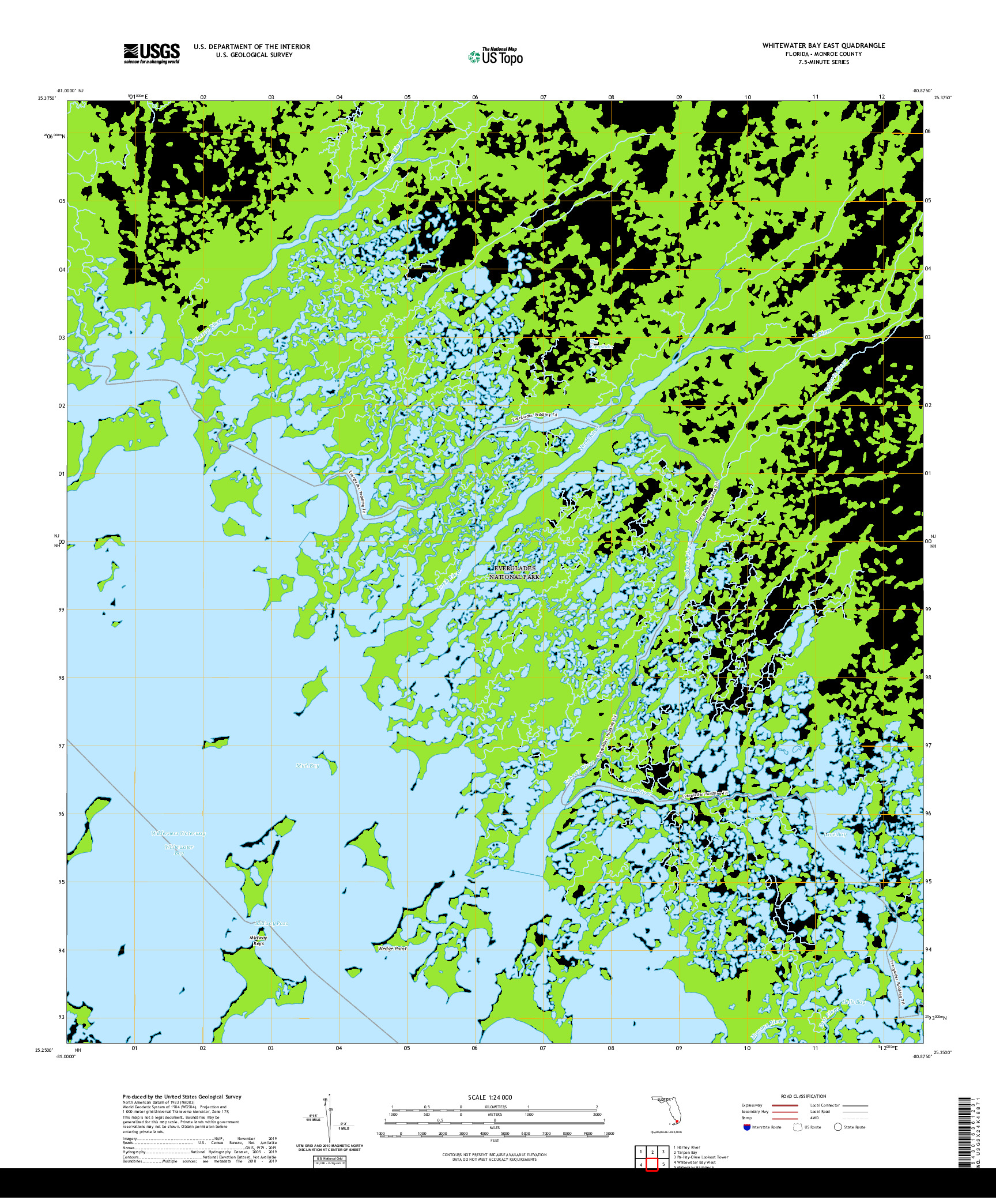 USGS US TOPO 7.5-MINUTE MAP FOR WHITEWATER BAY EAST, FL 2021