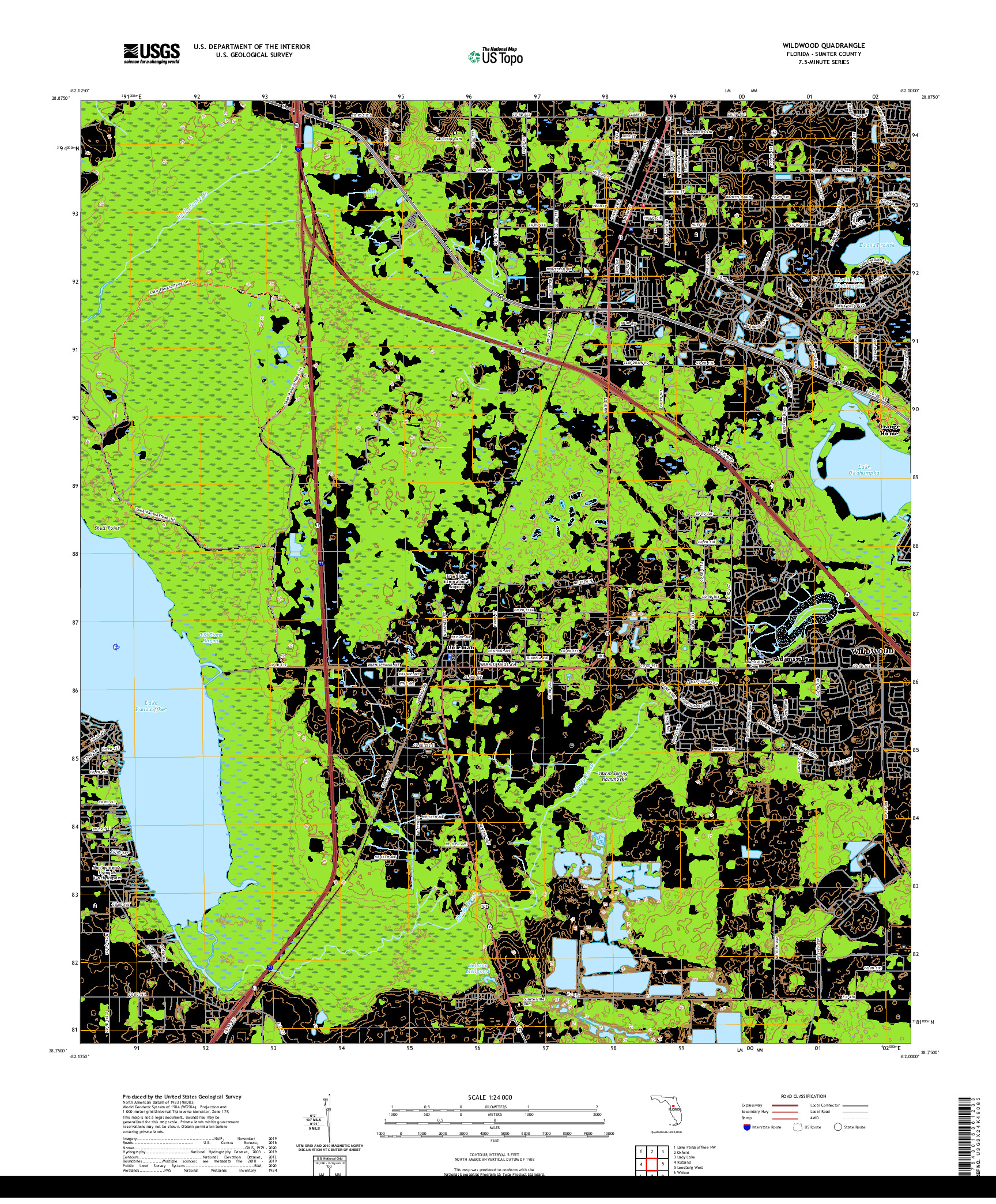 USGS US TOPO 7.5-MINUTE MAP FOR WILDWOOD, FL 2021