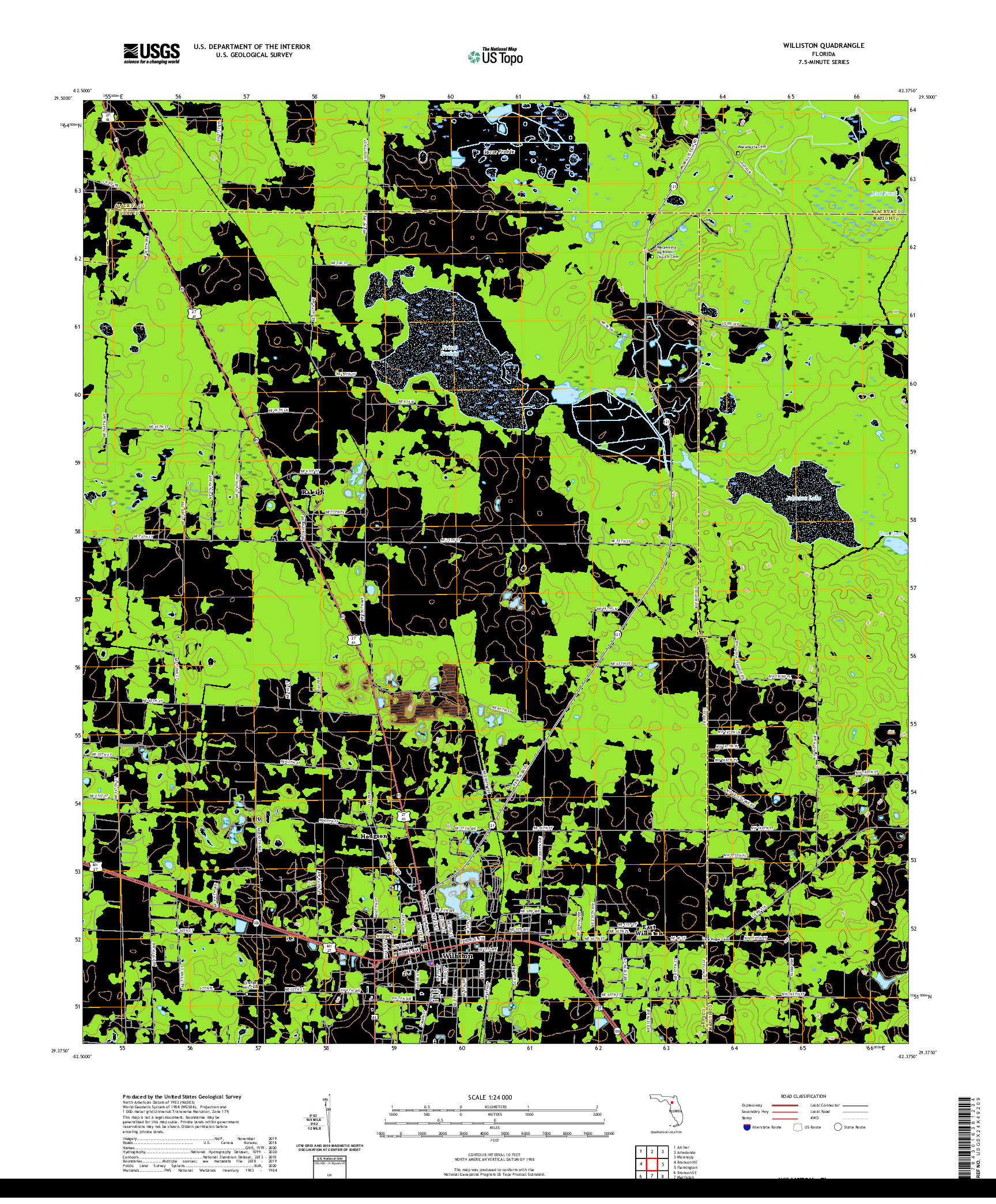 USGS US TOPO 7.5-MINUTE MAP FOR WILLISTON, FL 2021