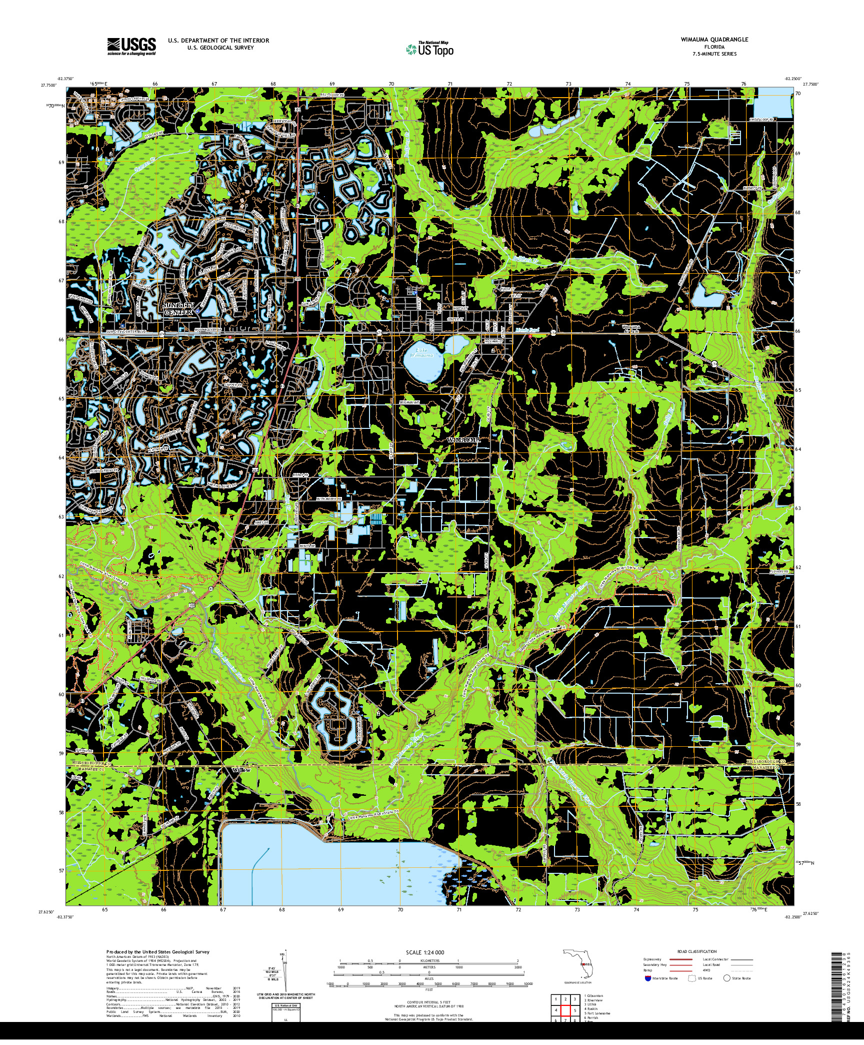 USGS US TOPO 7.5-MINUTE MAP FOR WIMAUMA, FL 2021