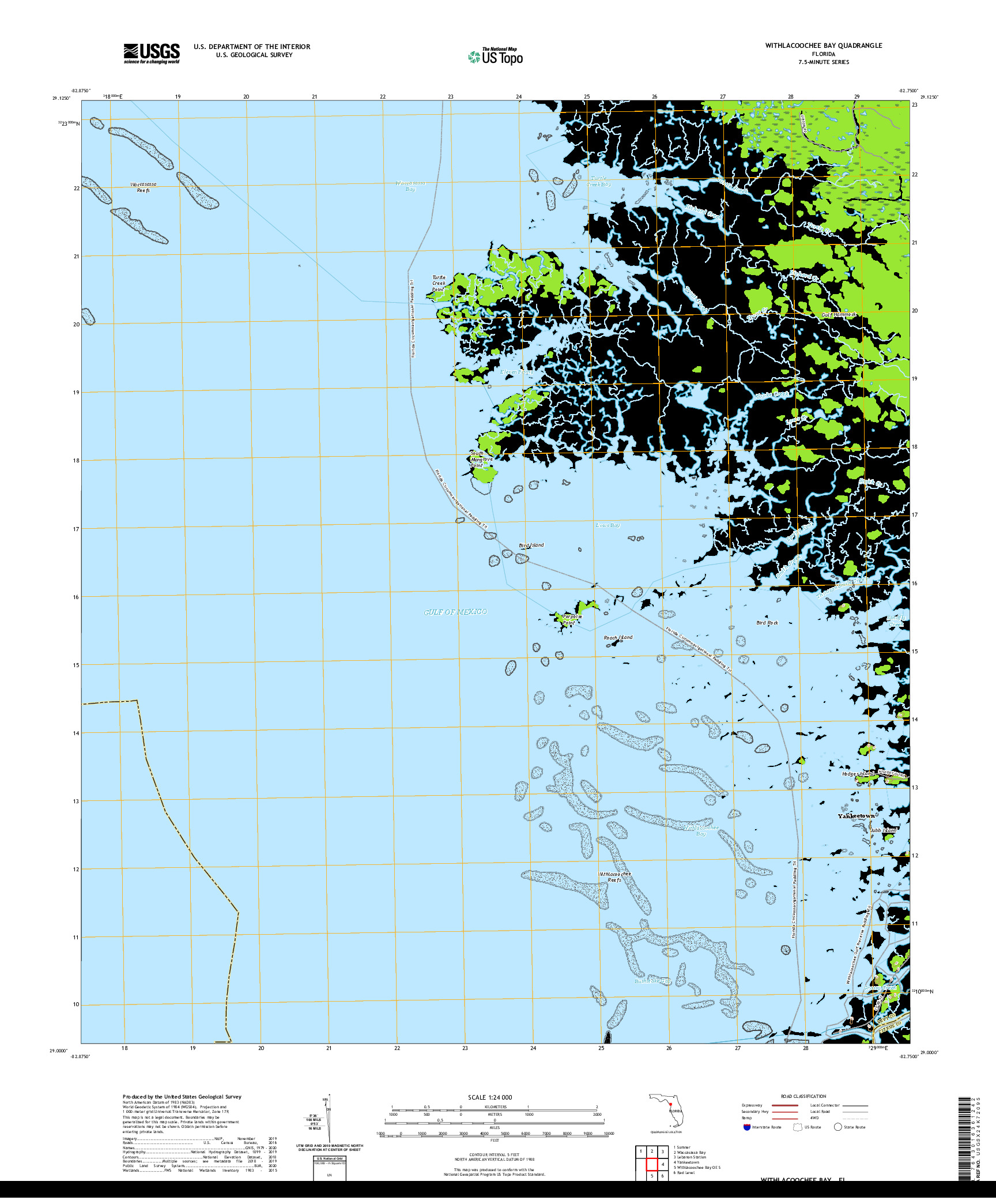 USGS US TOPO 7.5-MINUTE MAP FOR WITHLACOOCHEE BAY, FL 2021