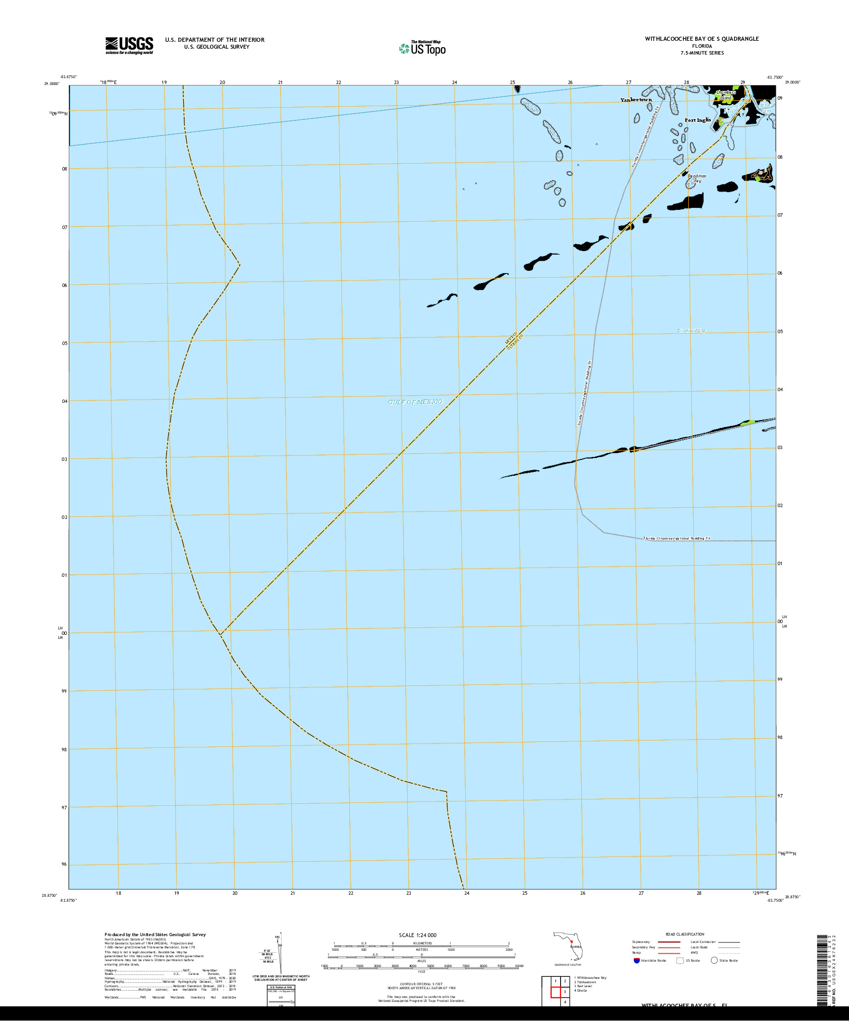 USGS US TOPO 7.5-MINUTE MAP FOR WITHLACOOCHEE BAY OE S, FL 2021