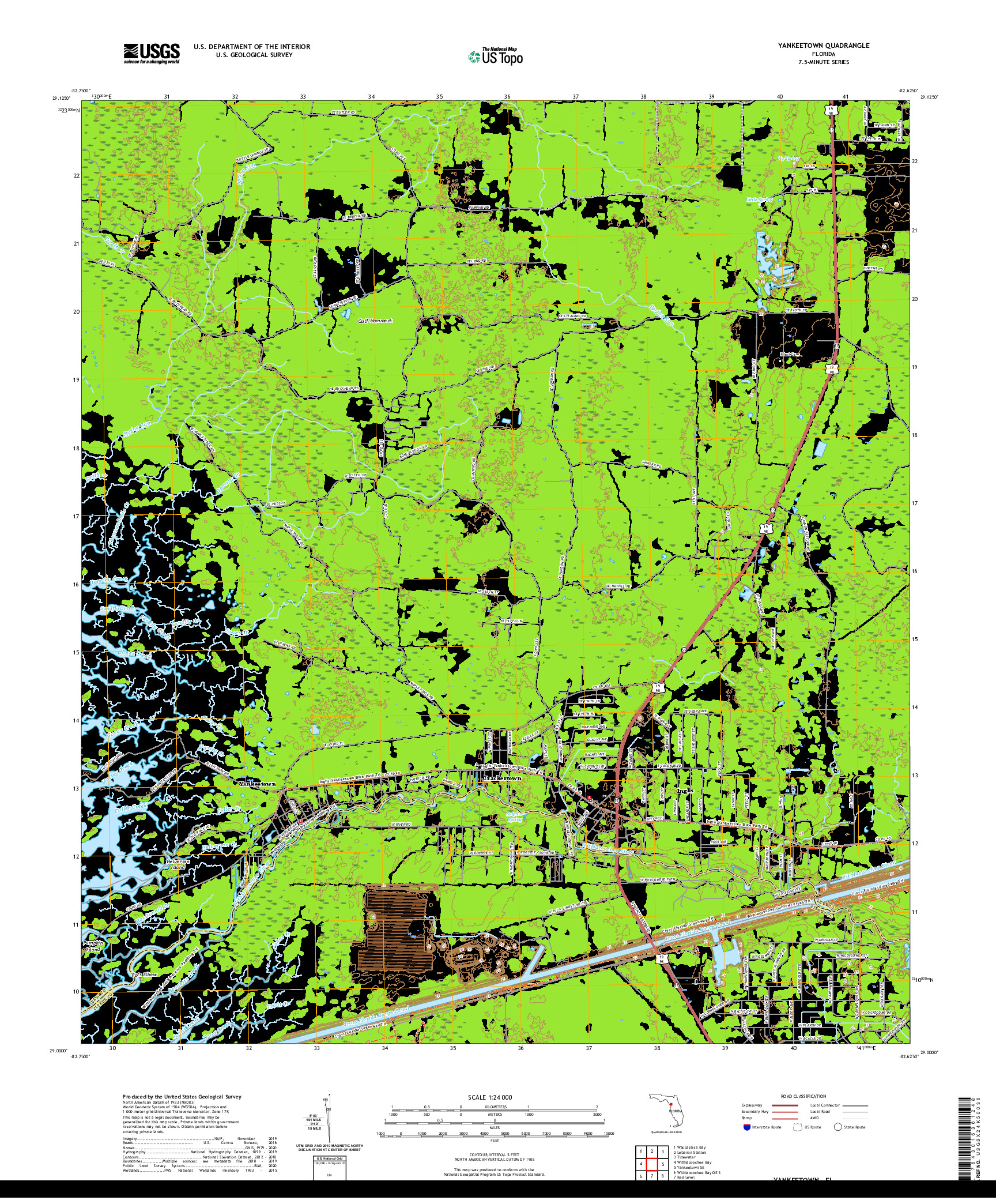 USGS US TOPO 7.5-MINUTE MAP FOR YANKEETOWN, FL 2021