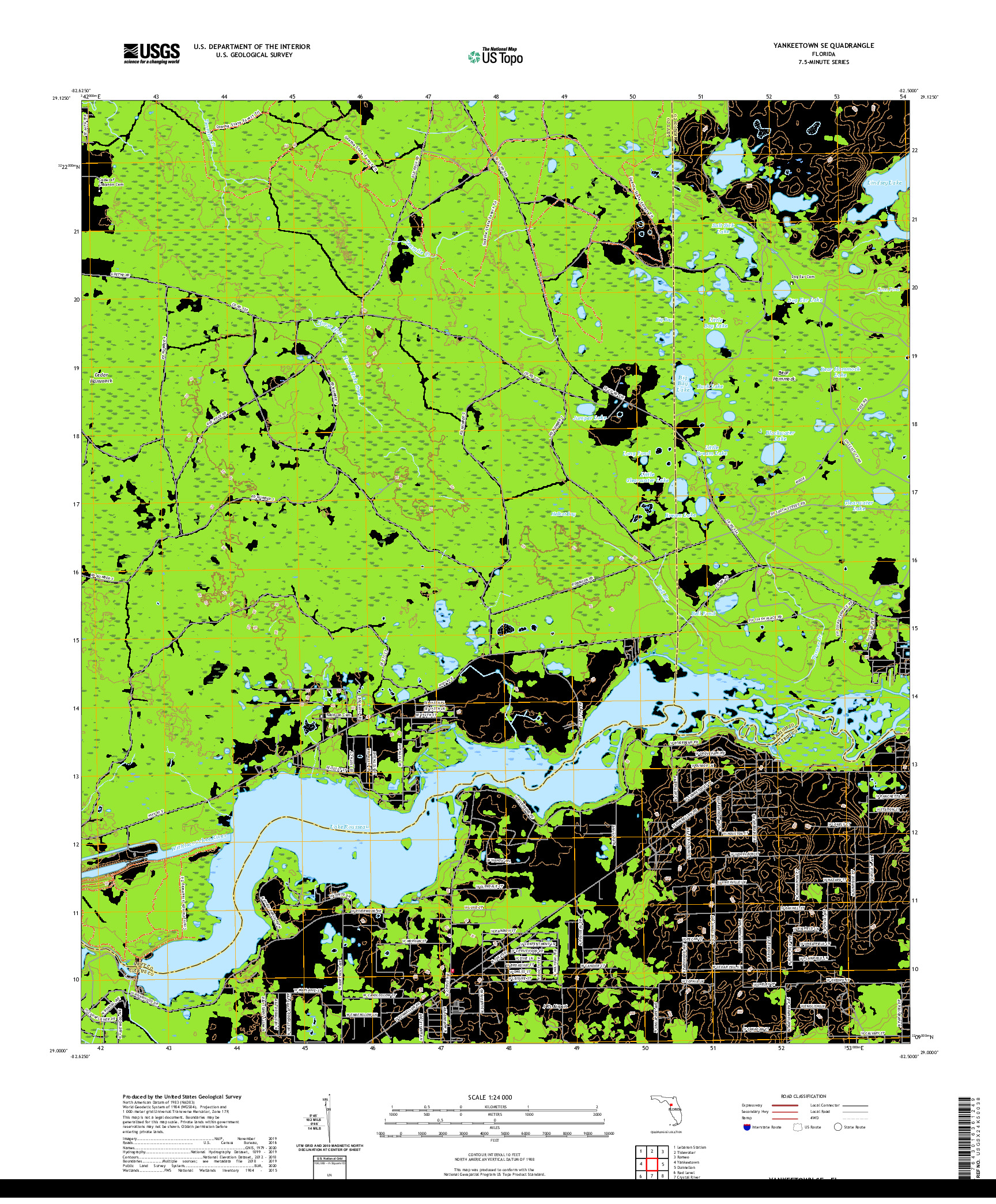 USGS US TOPO 7.5-MINUTE MAP FOR YANKEETOWN SE, FL 2021