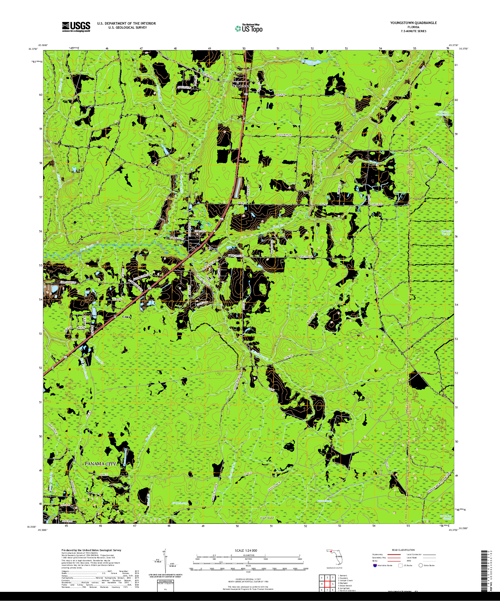 USGS US TOPO 7.5-MINUTE MAP FOR YOUNGSTOWN, FL 2021