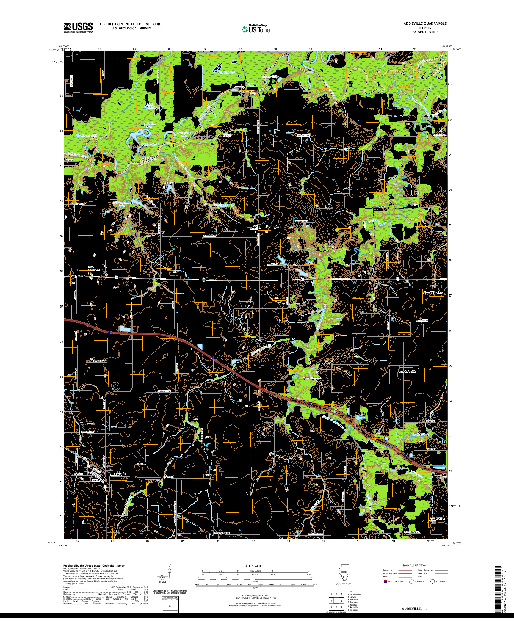 USGS US TOPO 7.5-MINUTE MAP FOR ADDIEVILLE, IL 2021
