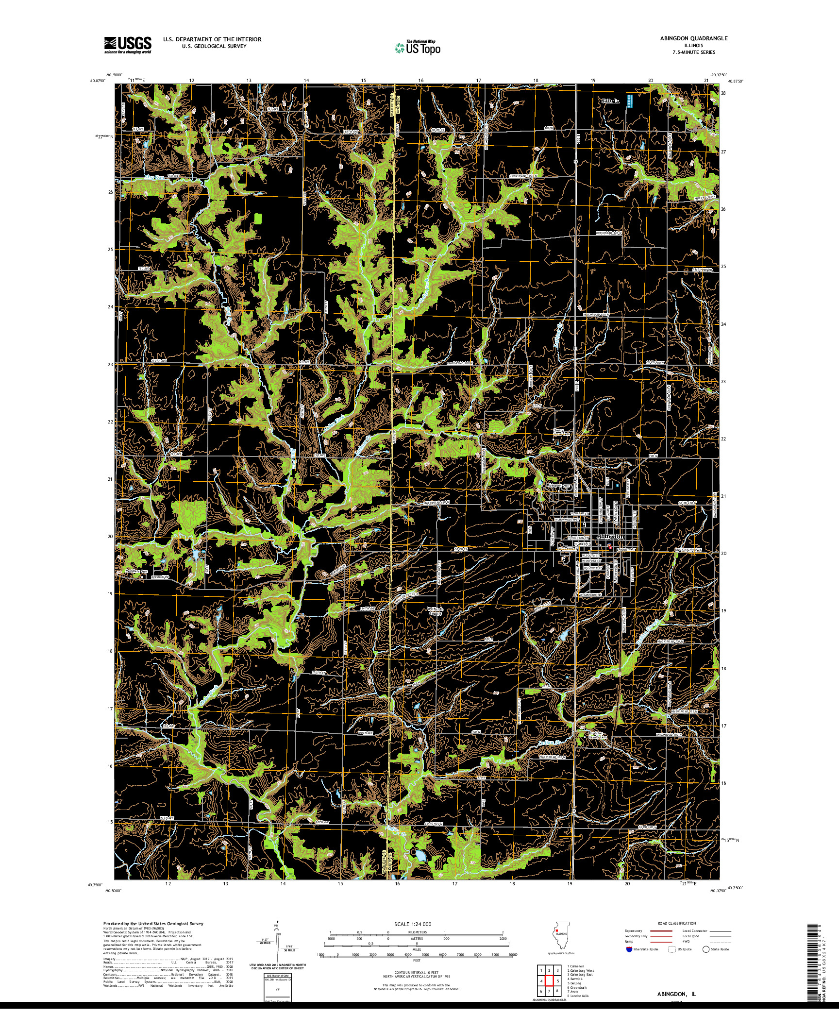 USGS US TOPO 7.5-MINUTE MAP FOR ABINGDON, IL 2021