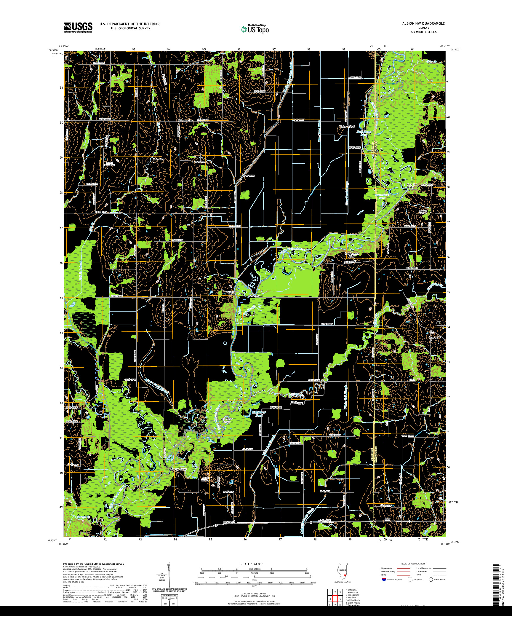 USGS US TOPO 7.5-MINUTE MAP FOR ALBION NW, IL 2021
