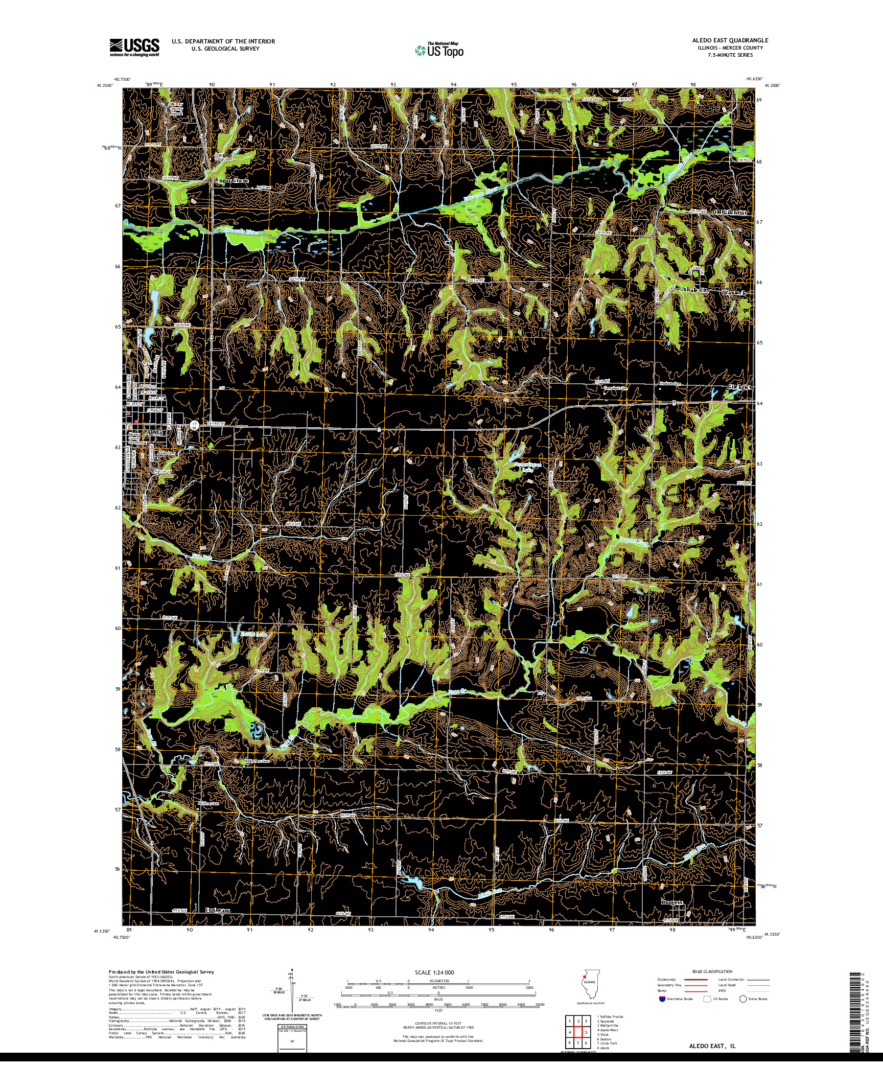 USGS US TOPO 7.5-MINUTE MAP FOR ALEDO EAST, IL 2021