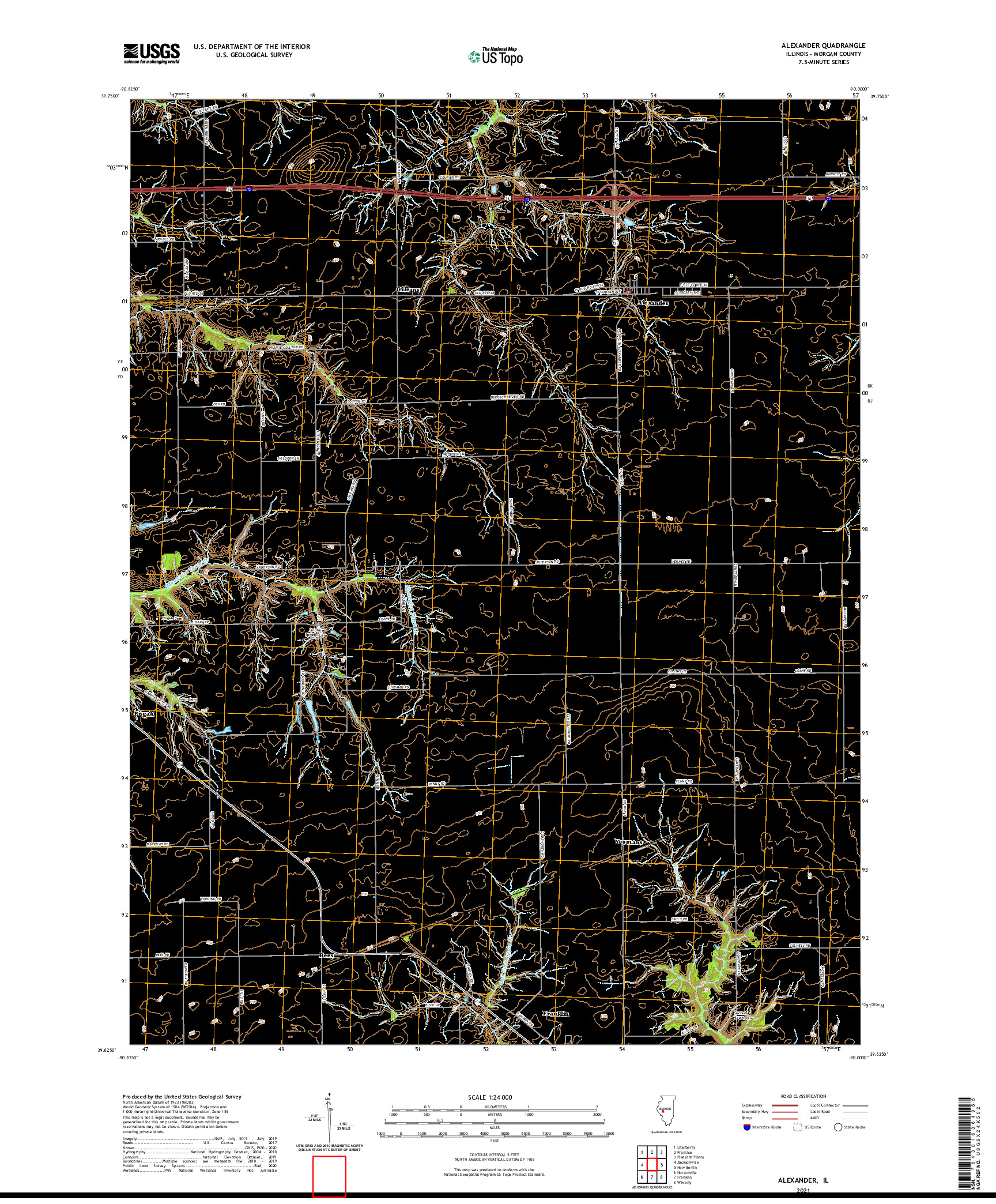 USGS US TOPO 7.5-MINUTE MAP FOR ALEXANDER, IL 2021