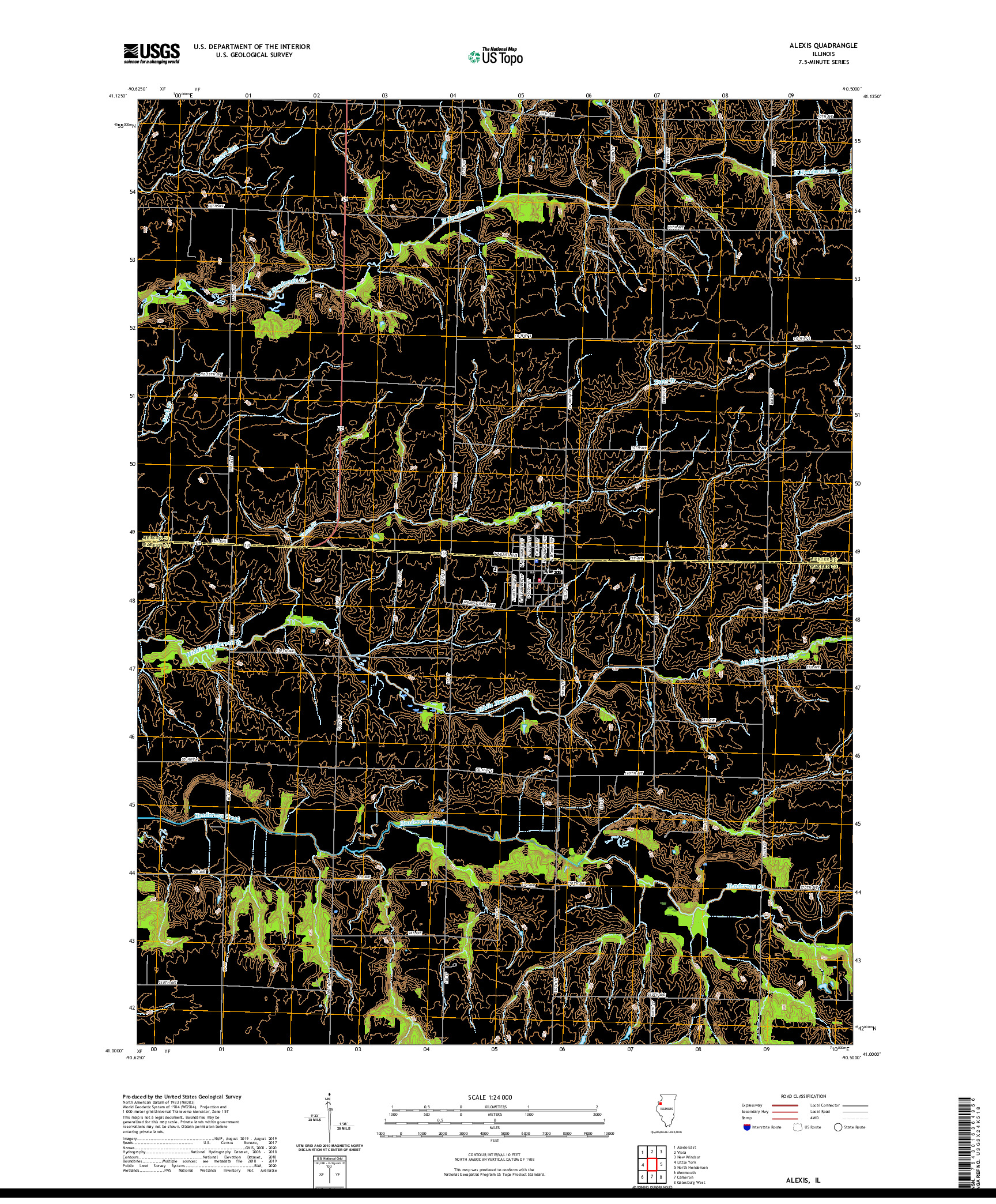 USGS US TOPO 7.5-MINUTE MAP FOR ALEXIS, IL 2021