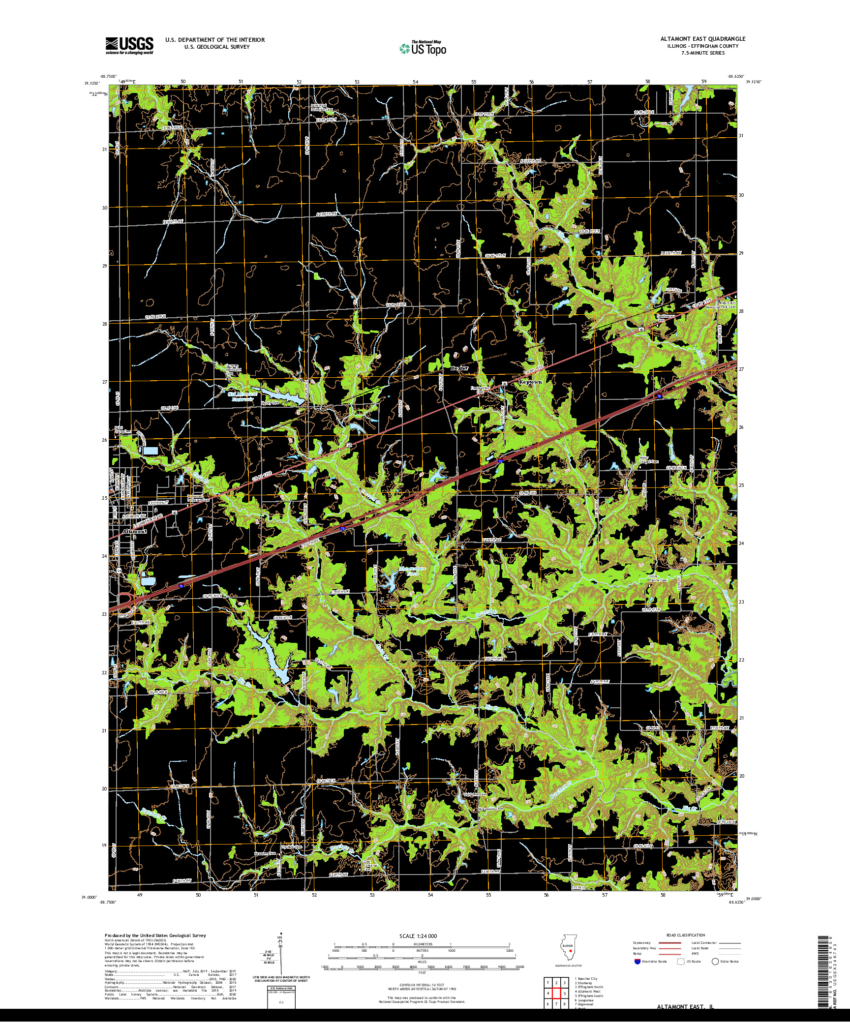 USGS US TOPO 7.5-MINUTE MAP FOR ALTAMONT EAST, IL 2021