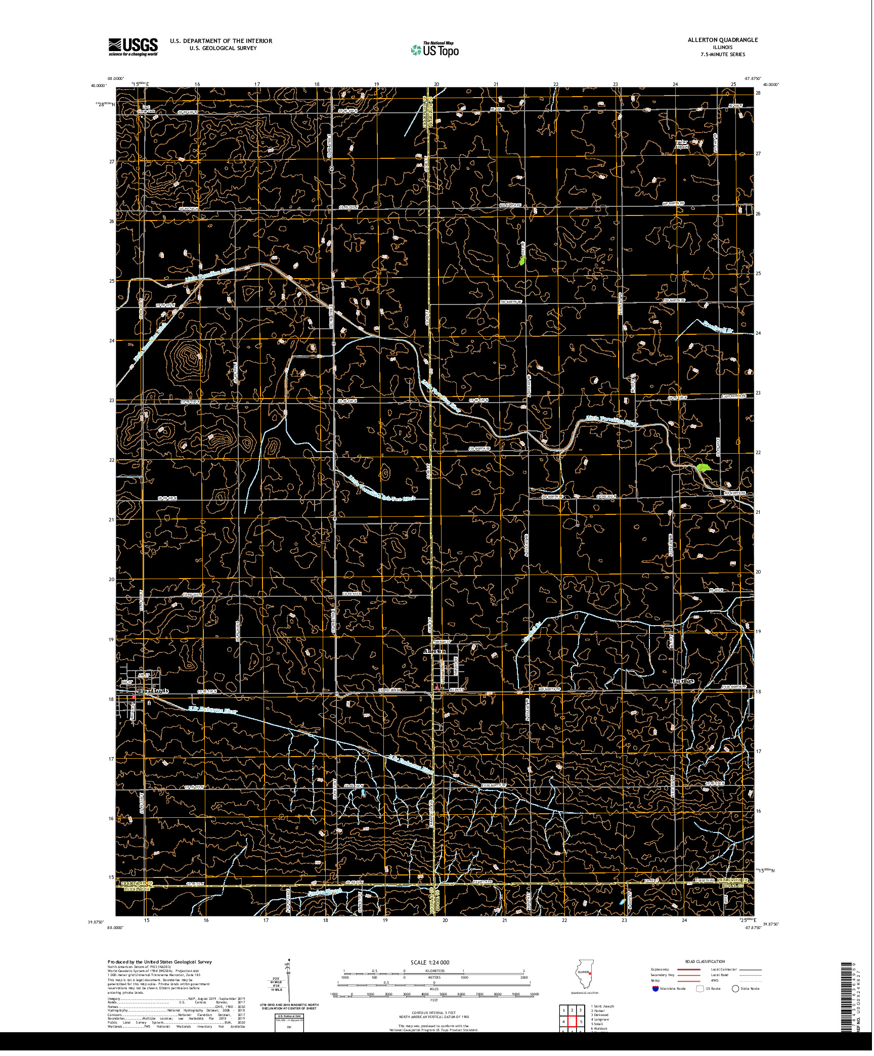 USGS US TOPO 7.5-MINUTE MAP FOR ALLERTON, IL 2021