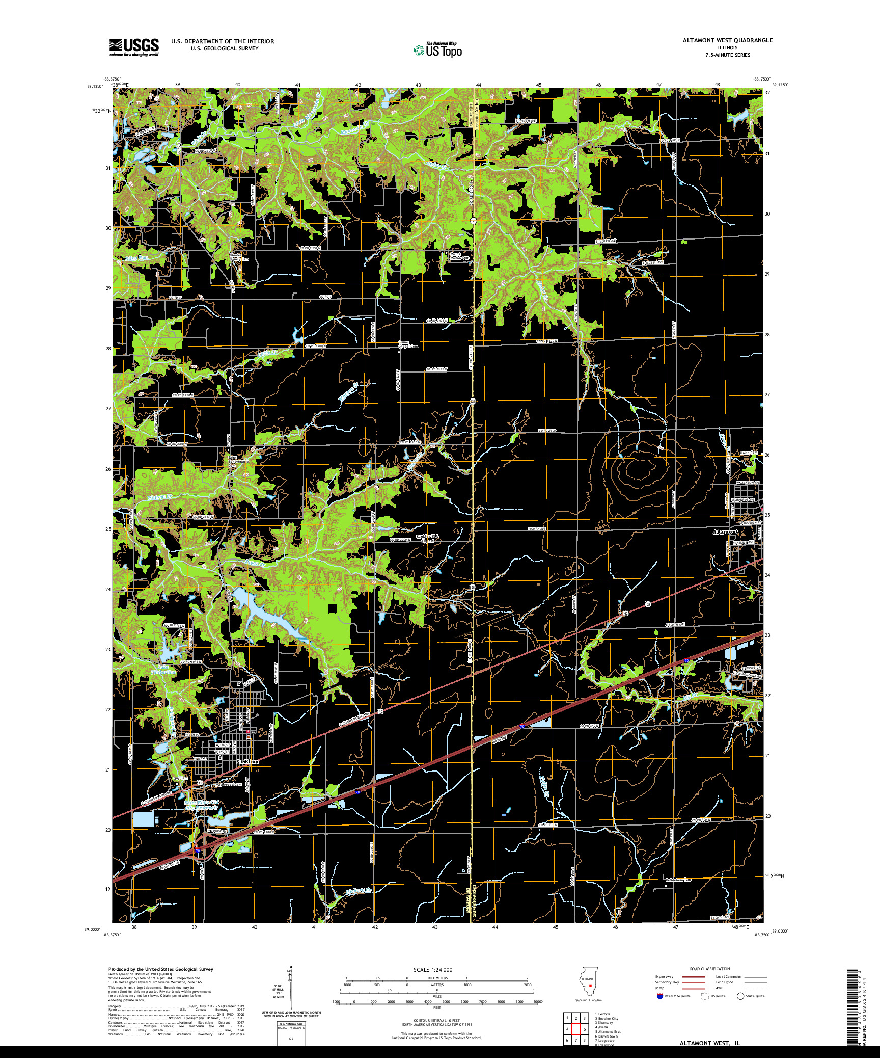 USGS US TOPO 7.5-MINUTE MAP FOR ALTAMONT WEST, IL 2021