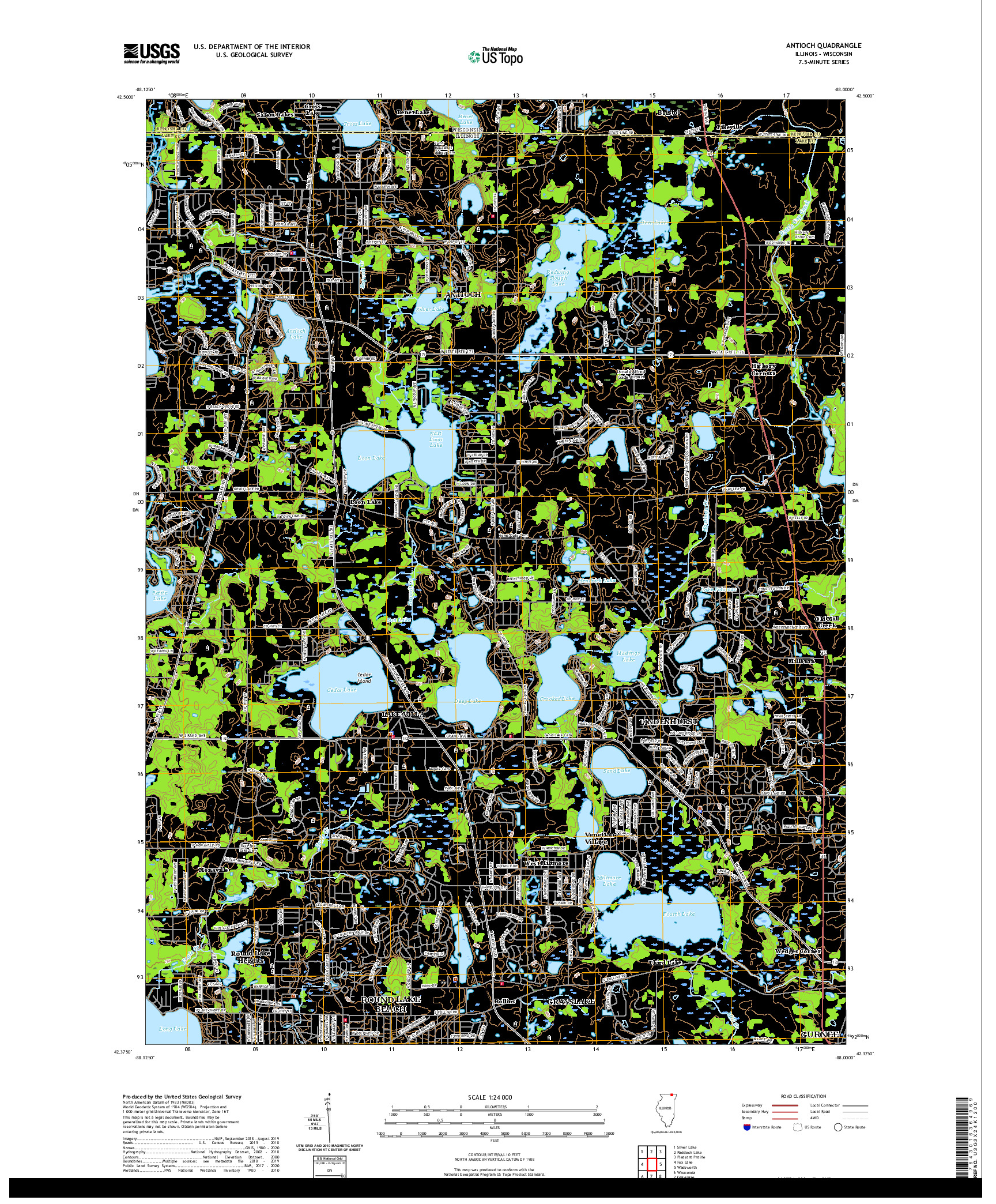 USGS US TOPO 7.5-MINUTE MAP FOR ANTIOCH, IL,WI 2021